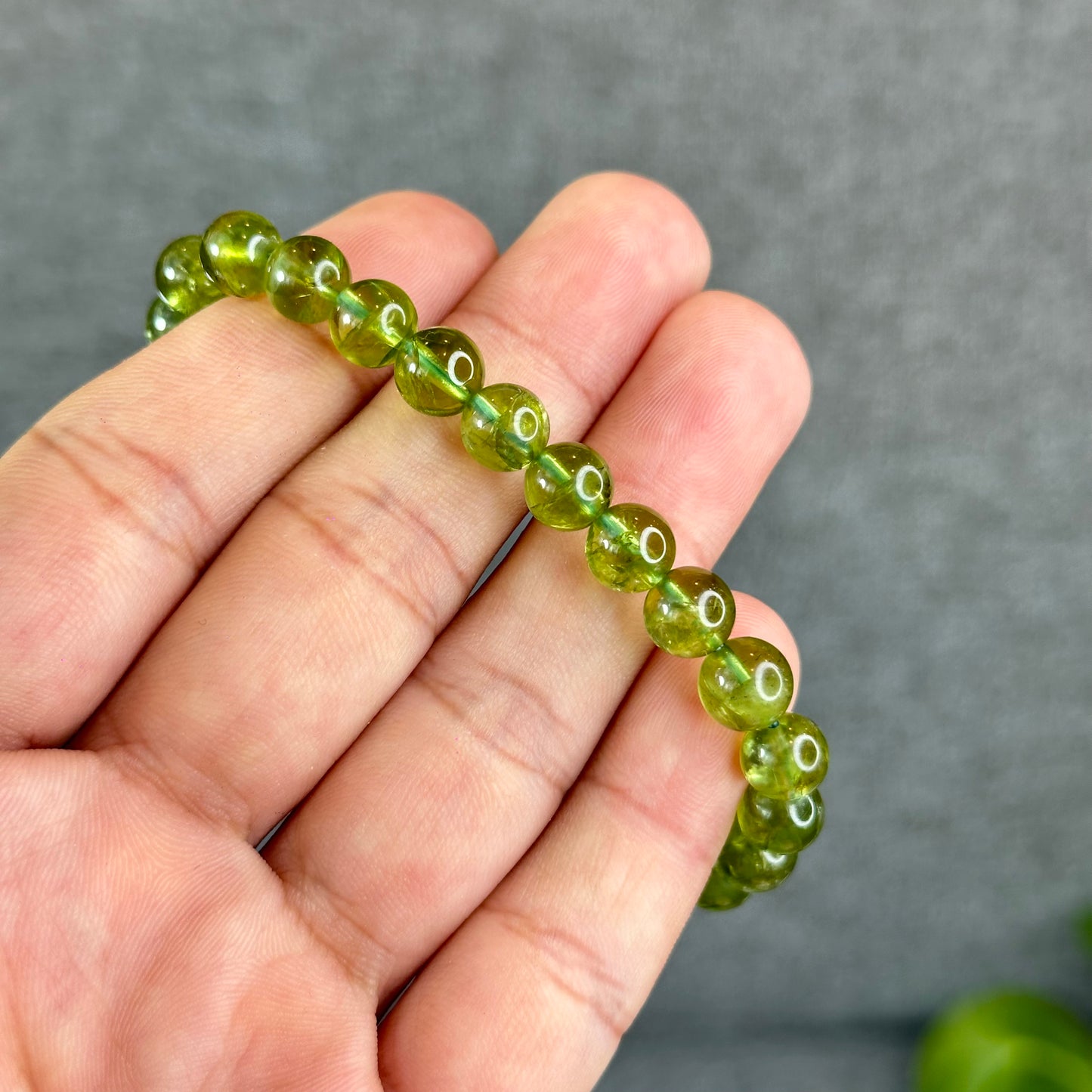 Natural Peridot Bracelet Size 8 mm