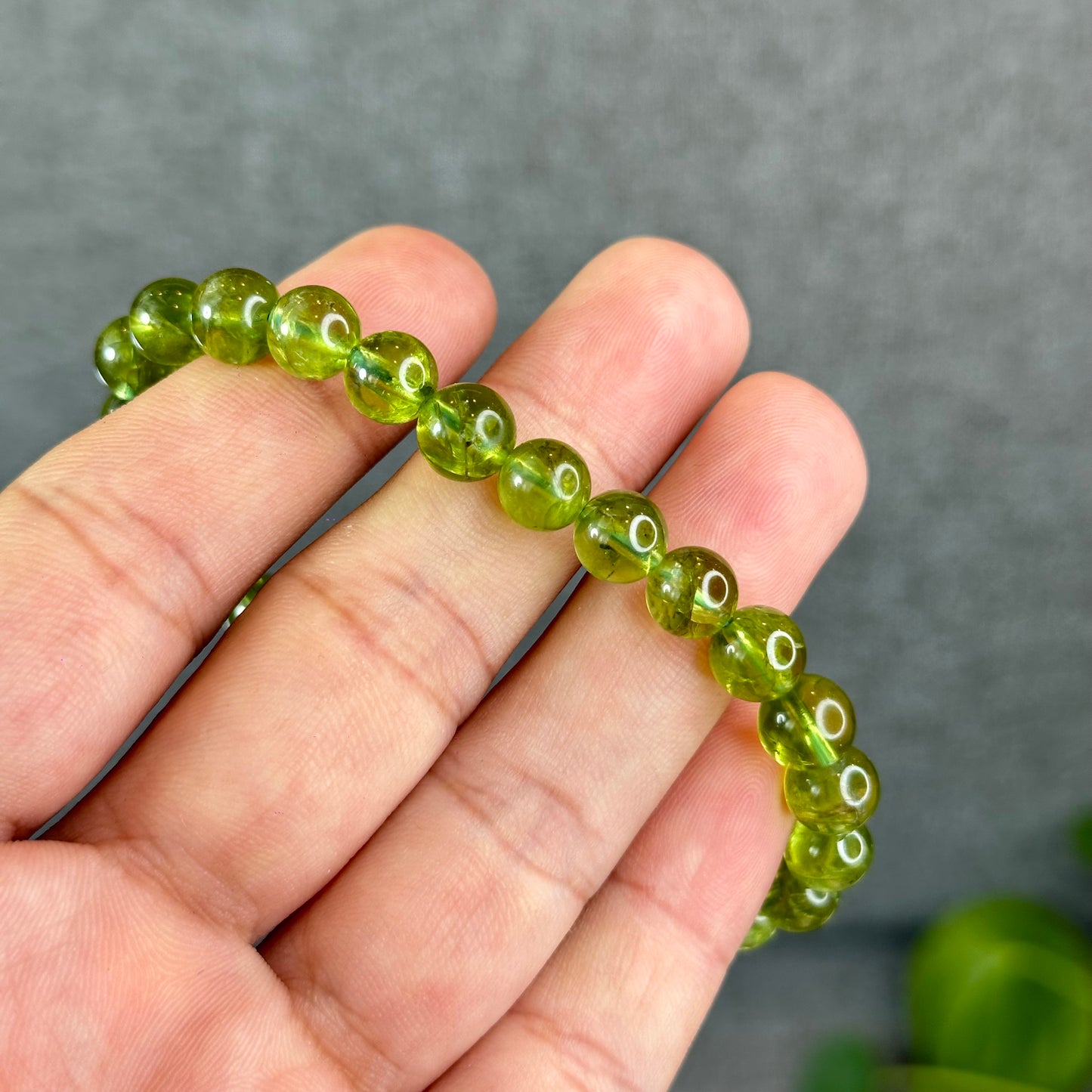 Natural Peridot Bracelet Size 8 mm