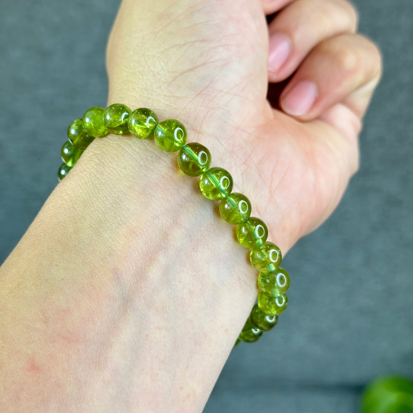 Natural Peridot Bracelet Size 8 mm