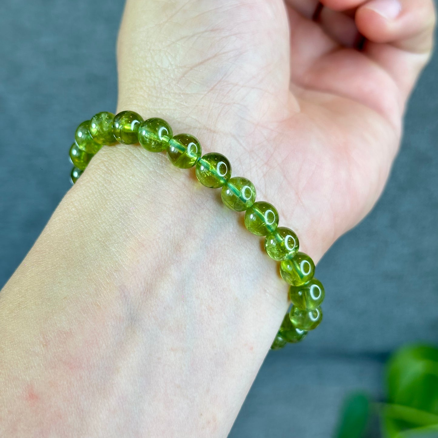 Natural Peridot Bracelet Size 8 mm