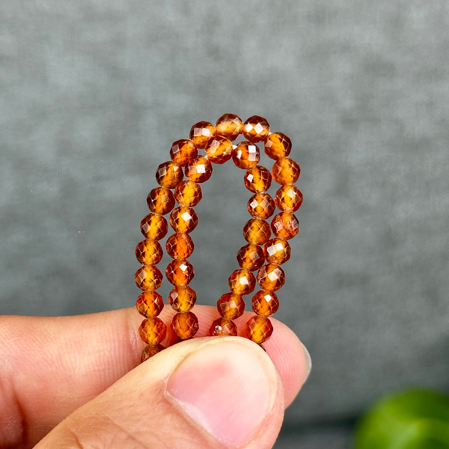 Natural Hessonite Garnet Bracelet Size 4 mm