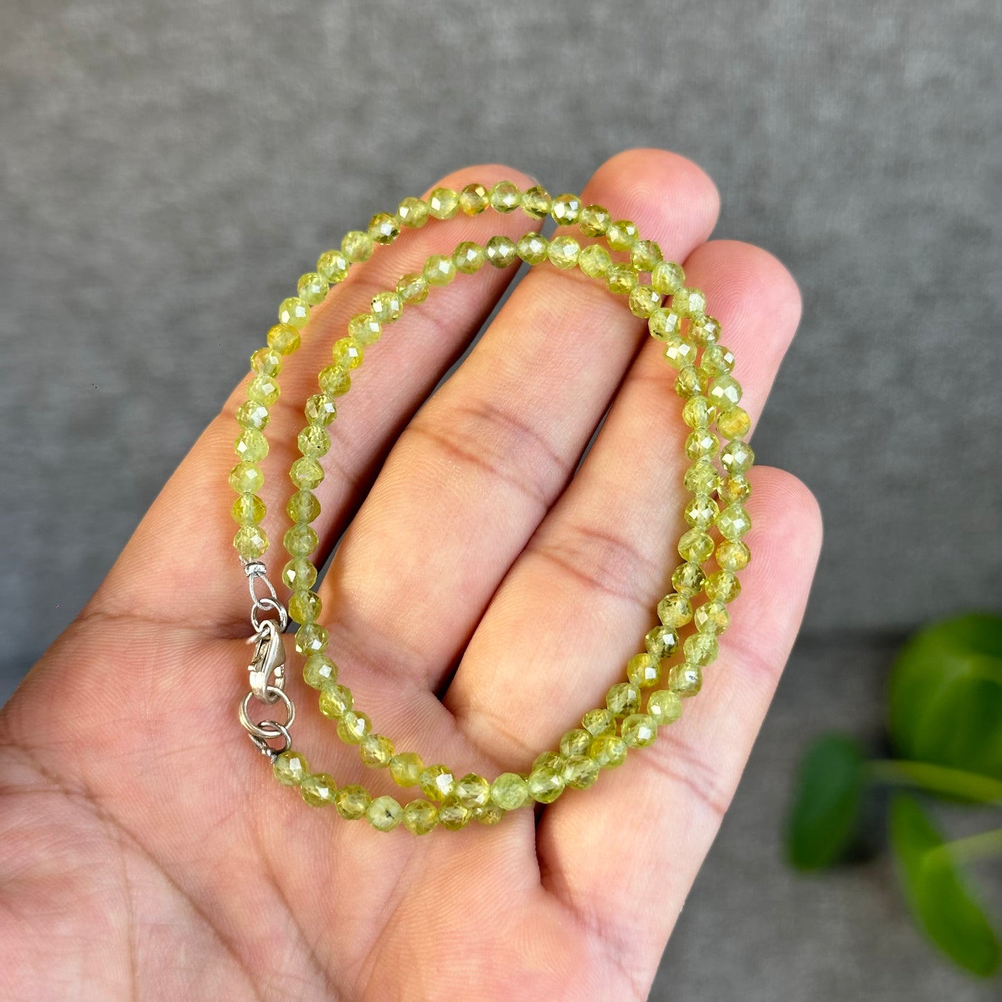 Natural Peridot Faceted Bracelet Size 4 mm