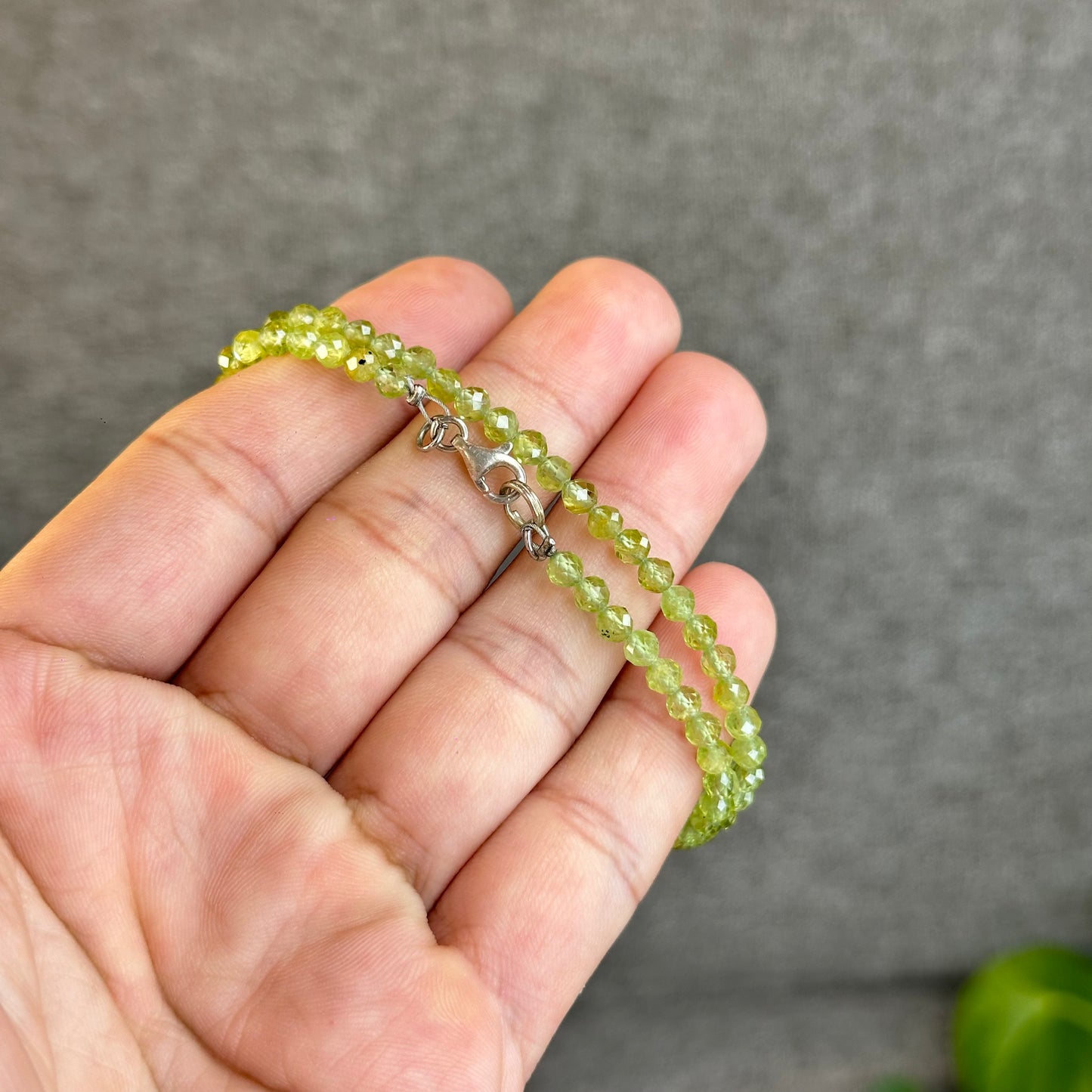 Natural Peridot Faceted Bracelet Size 4 mm