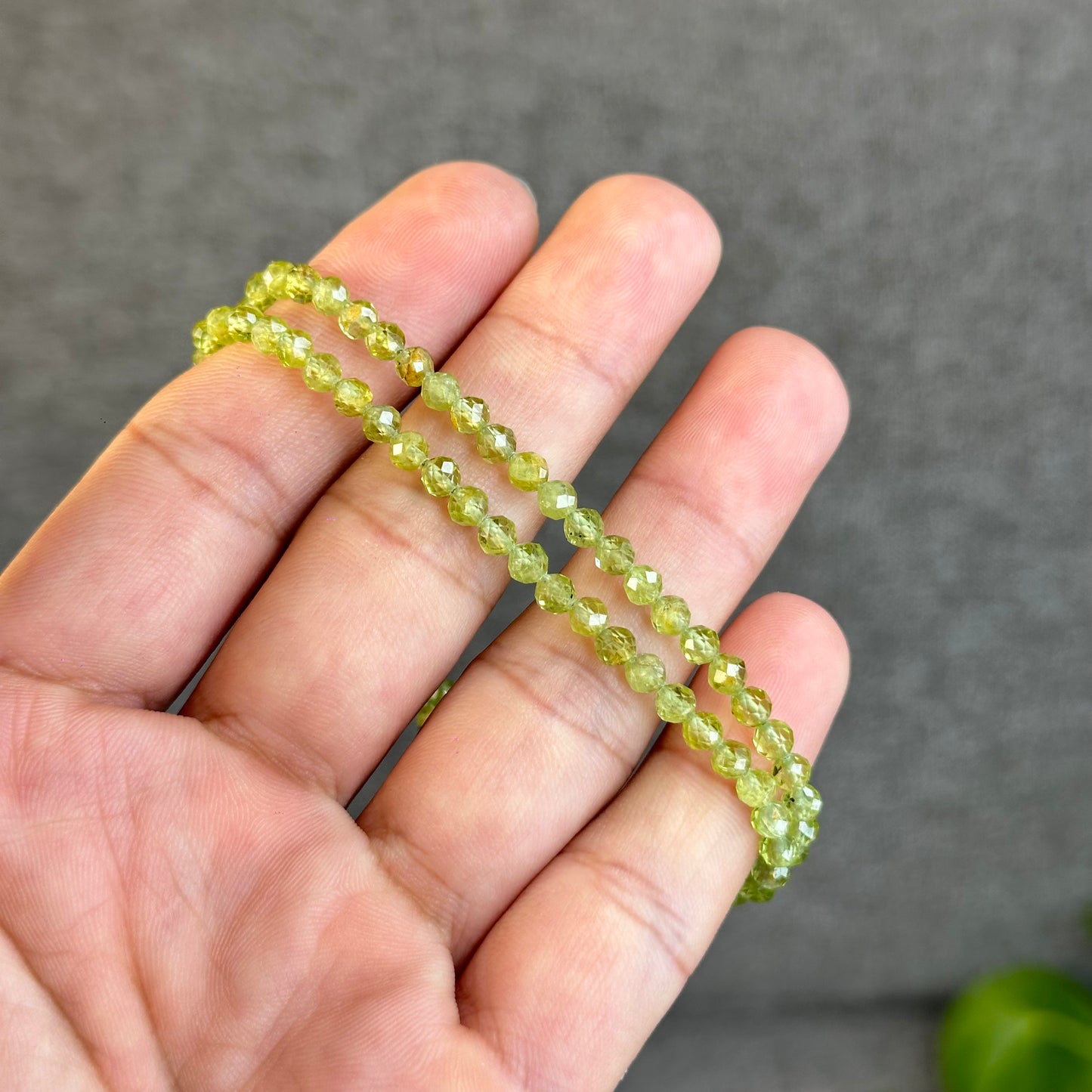 Natural Peridot Faceted Bracelet Size 4 mm