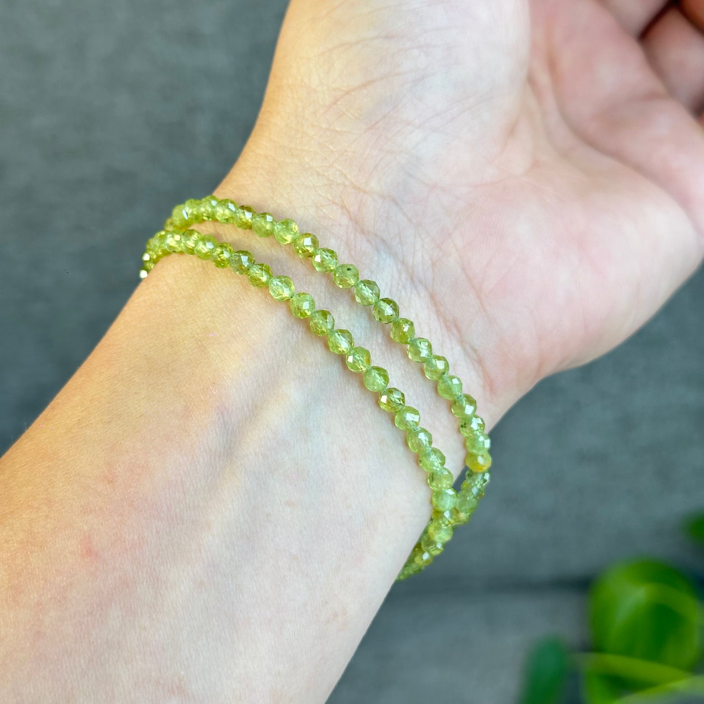 Natural Peridot Faceted Bracelet Size 4 mm