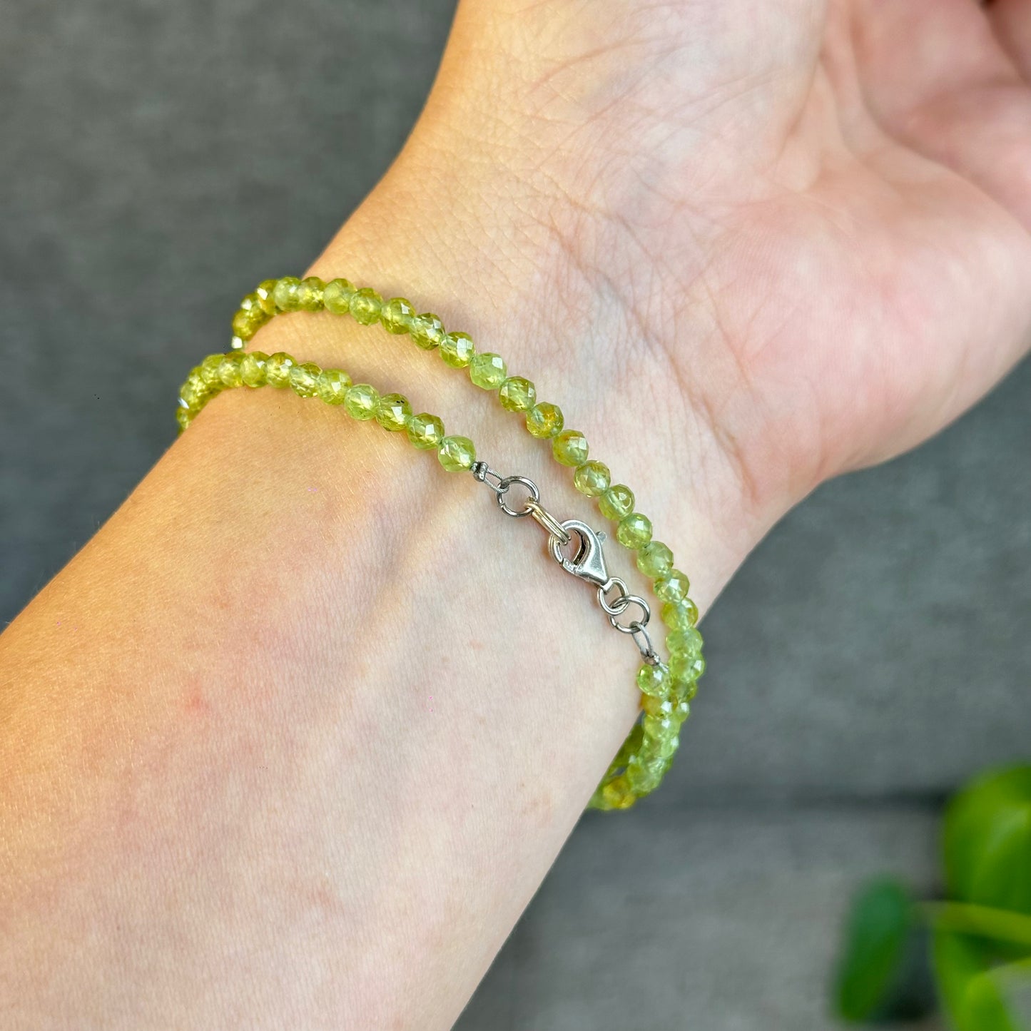Natural Peridot Faceted Bracelet Size 4 mm