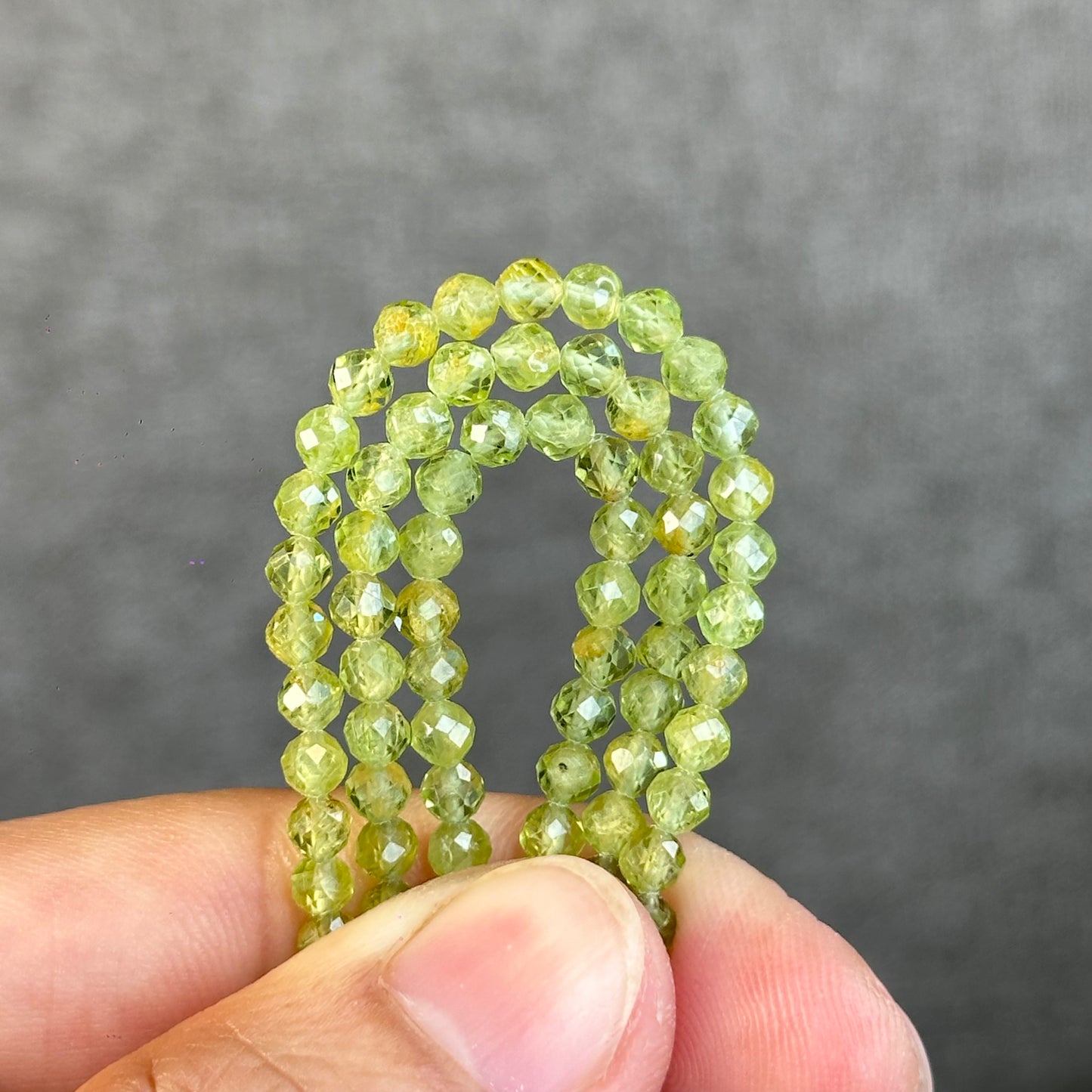 Natural Peridot Faceted Bracelet Size 4 mm