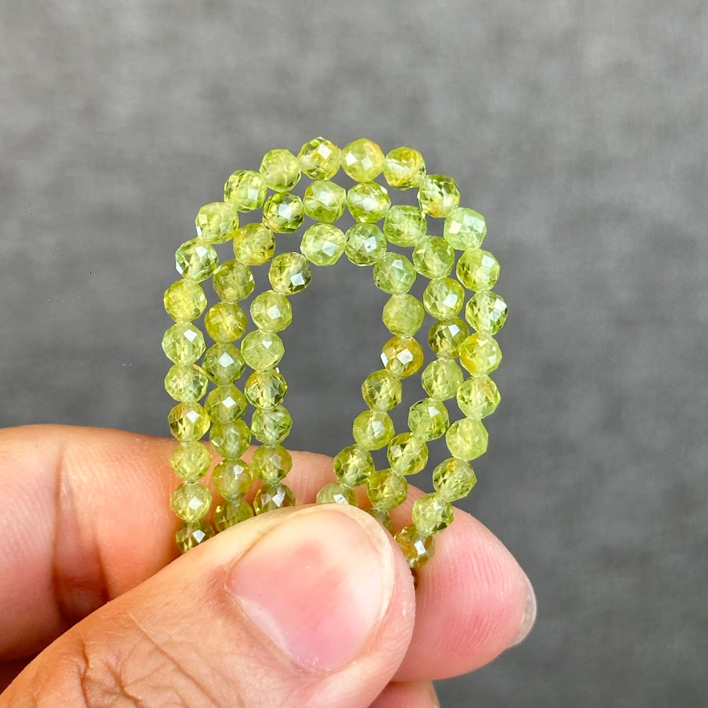 Natural Peridot Faceted Bracelet Size 4 mm