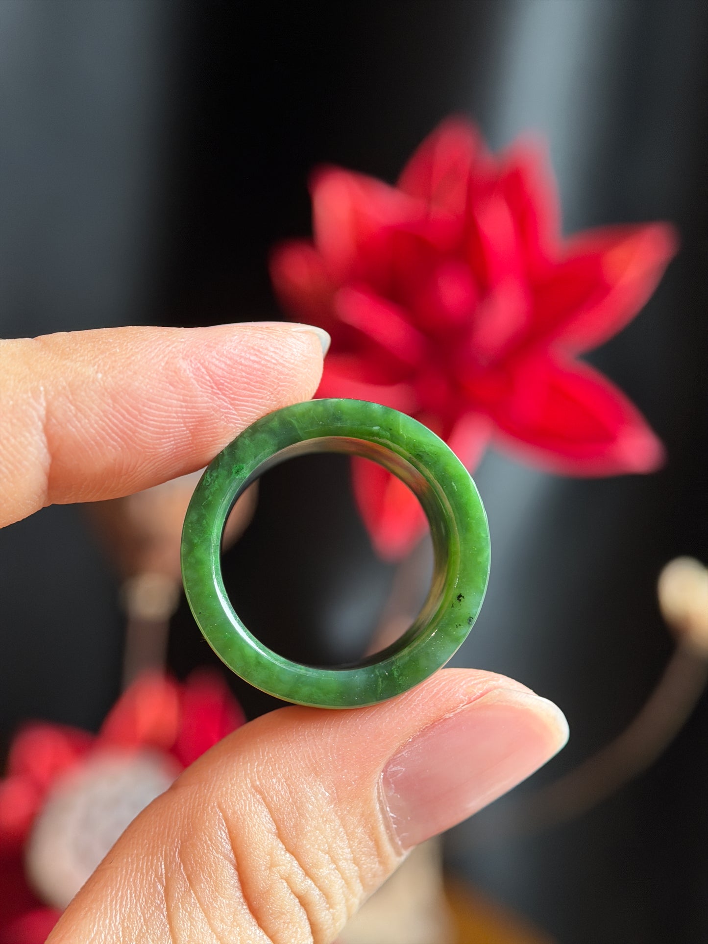 Natural Nephrite Jade Ring Square Style Size 1.9
