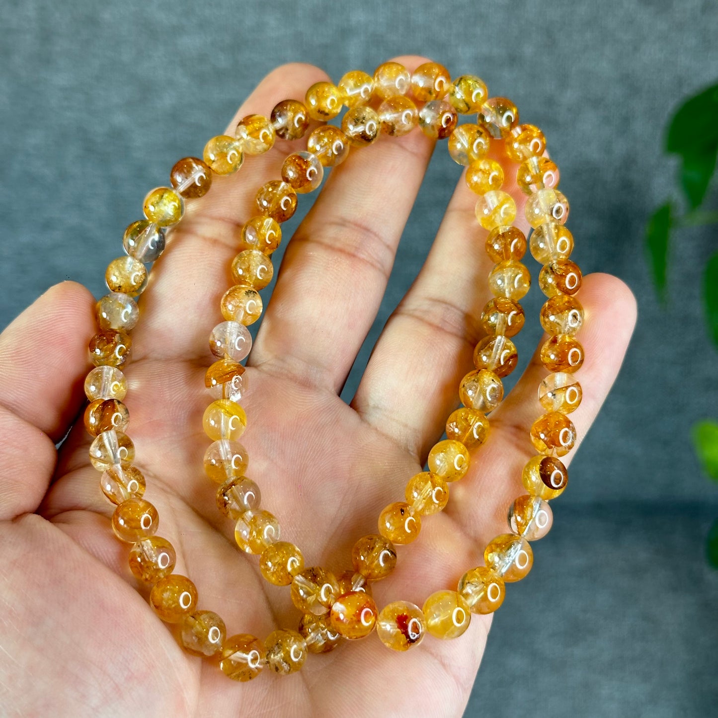 Natural Golden Healer Triple Wrap Bracelet Size 7.5 mm