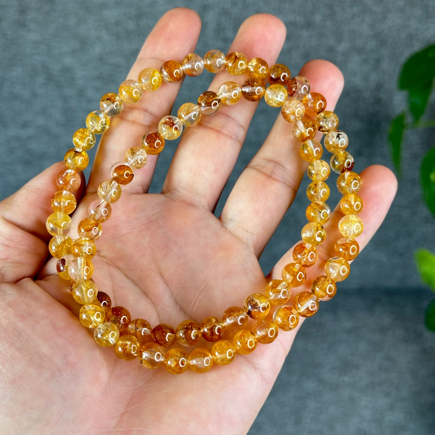 Natural Golden Healer Triple Wrap Bracelet Size 7.5 mm