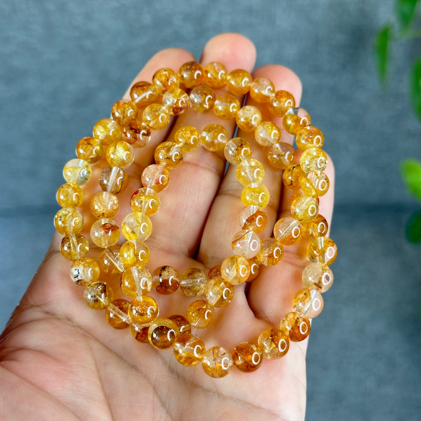 Natural Golden Healer Triple Wrap Bracelet Size 7.5 mm
