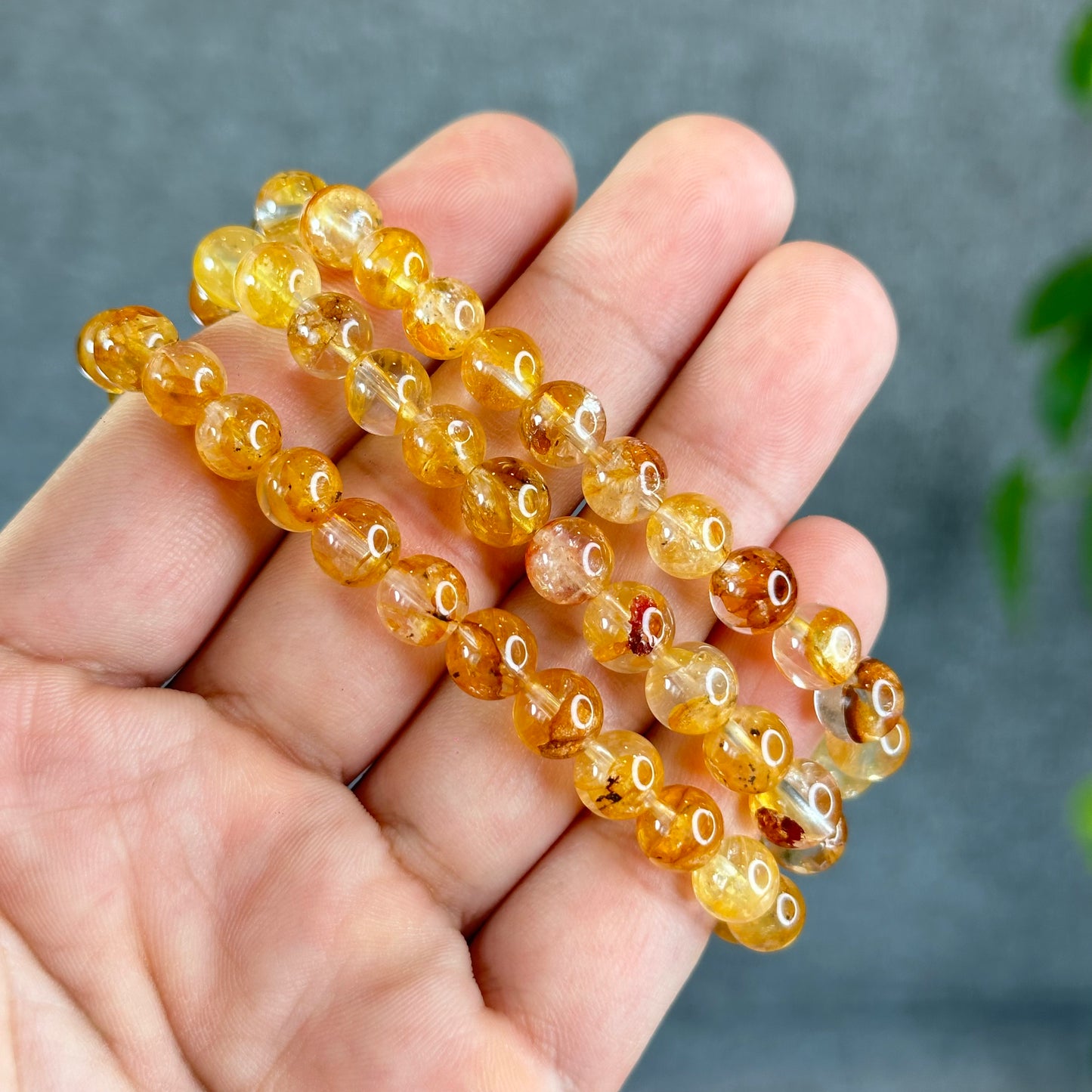 Natural Golden Healer Triple Wrap Bracelet Size 7.5 mm