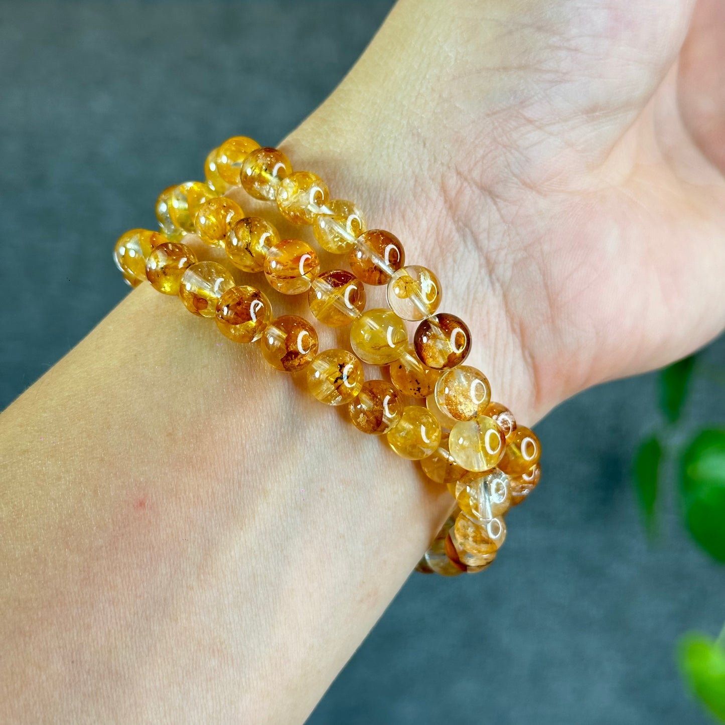 Natural Golden Healer Triple Wrap Bracelet Size 7.5 mm