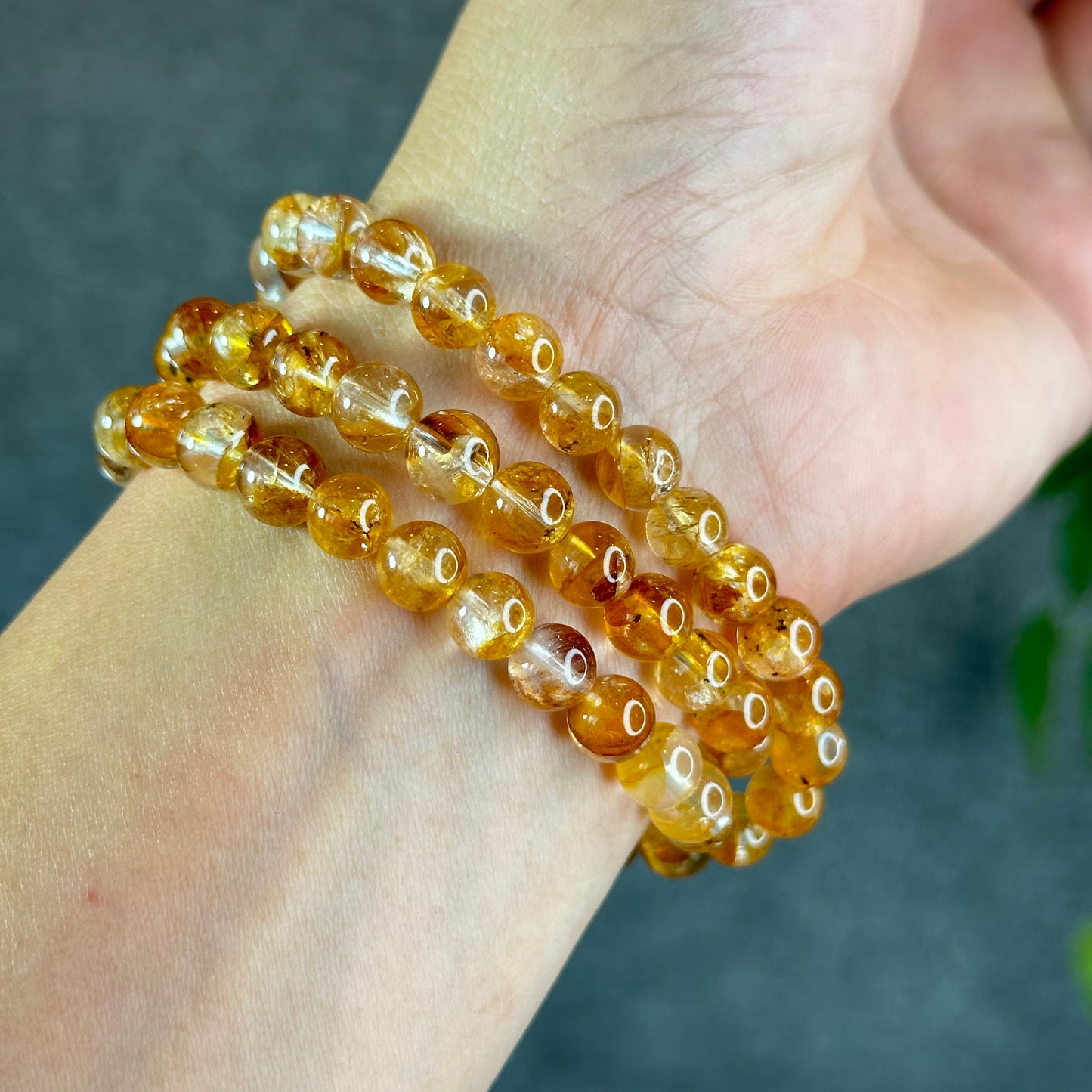 Natural Golden Healer Triple Wrap Bracelet Size 7.5 mm