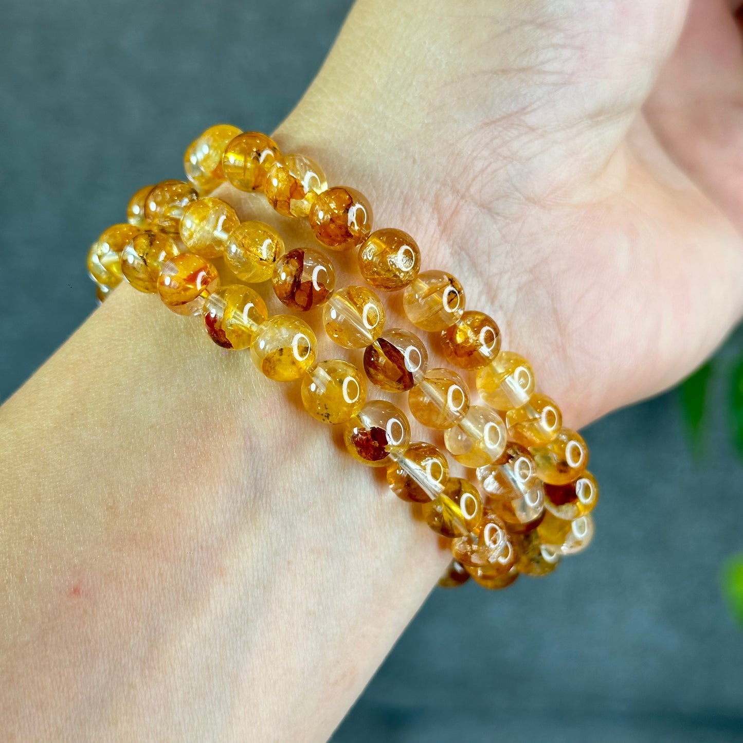 Natural Golden Healer Triple Wrap Bracelet Size 7.5 mm