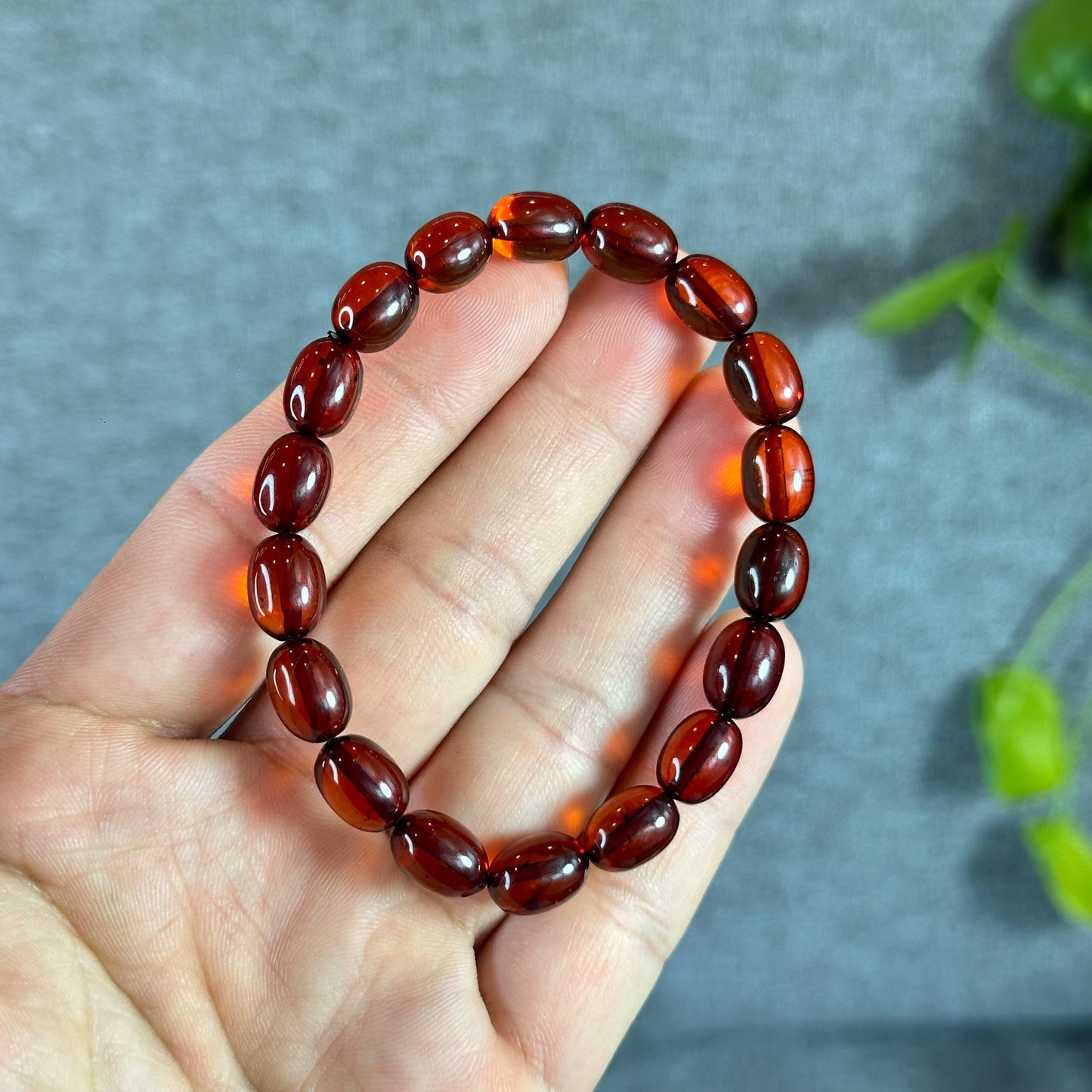 Lu Thong Natural Blood Amber Bracelet Size 7.5 mm