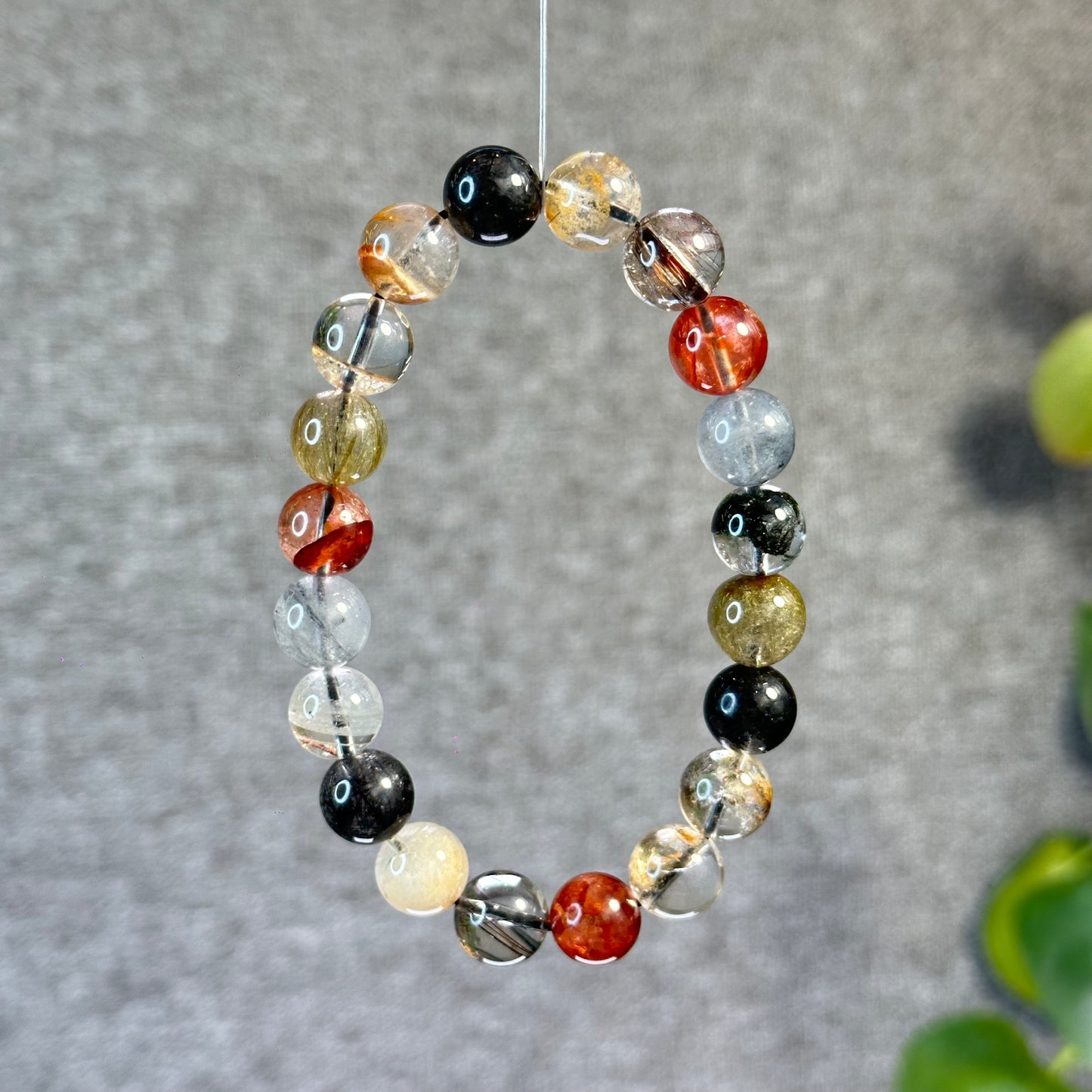 Tri Colour Natural Rutilated Quartz Bracelet Size 10.3 mm