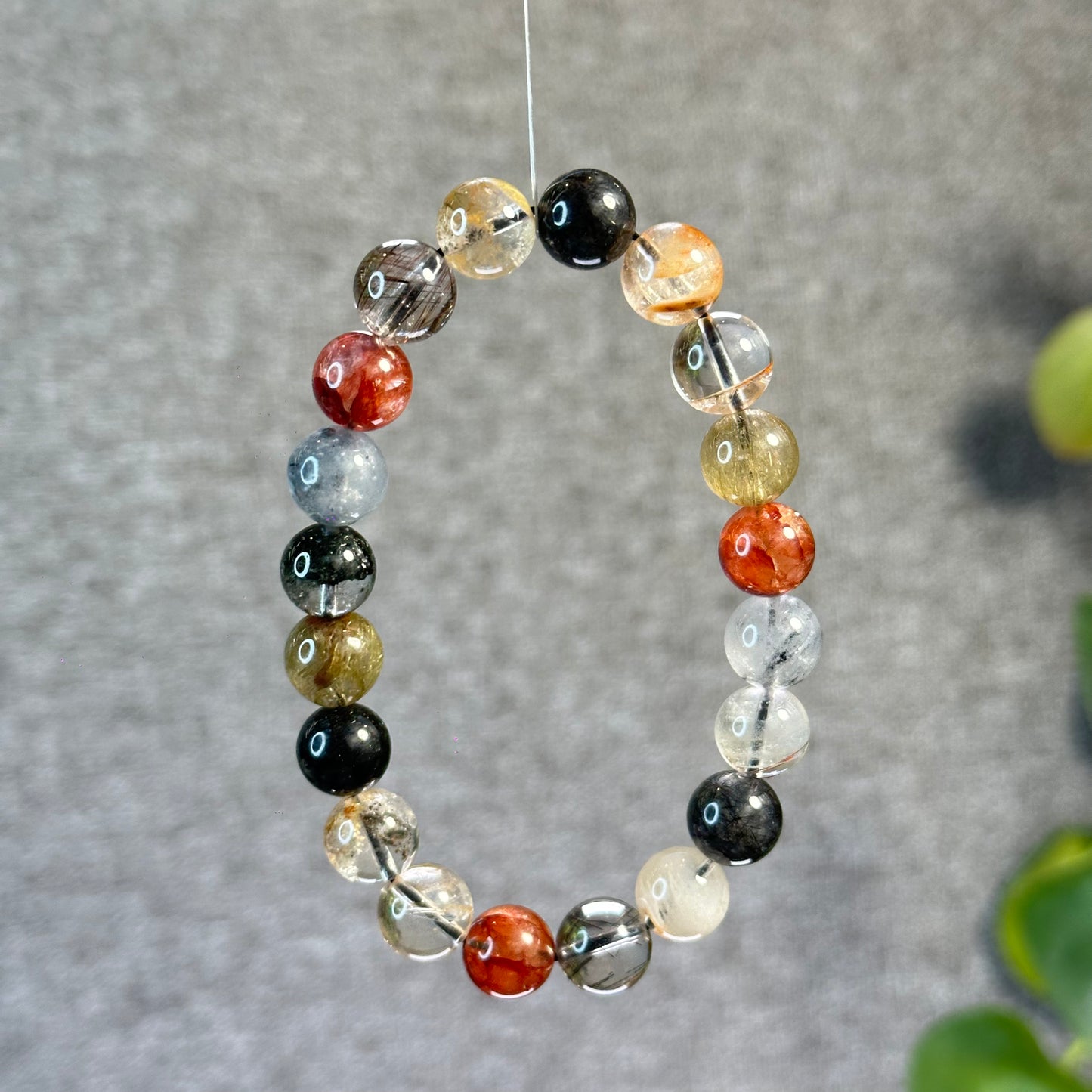 Tri Colour Natural Rutilated Quartz Bracelet Size 10.3 mm