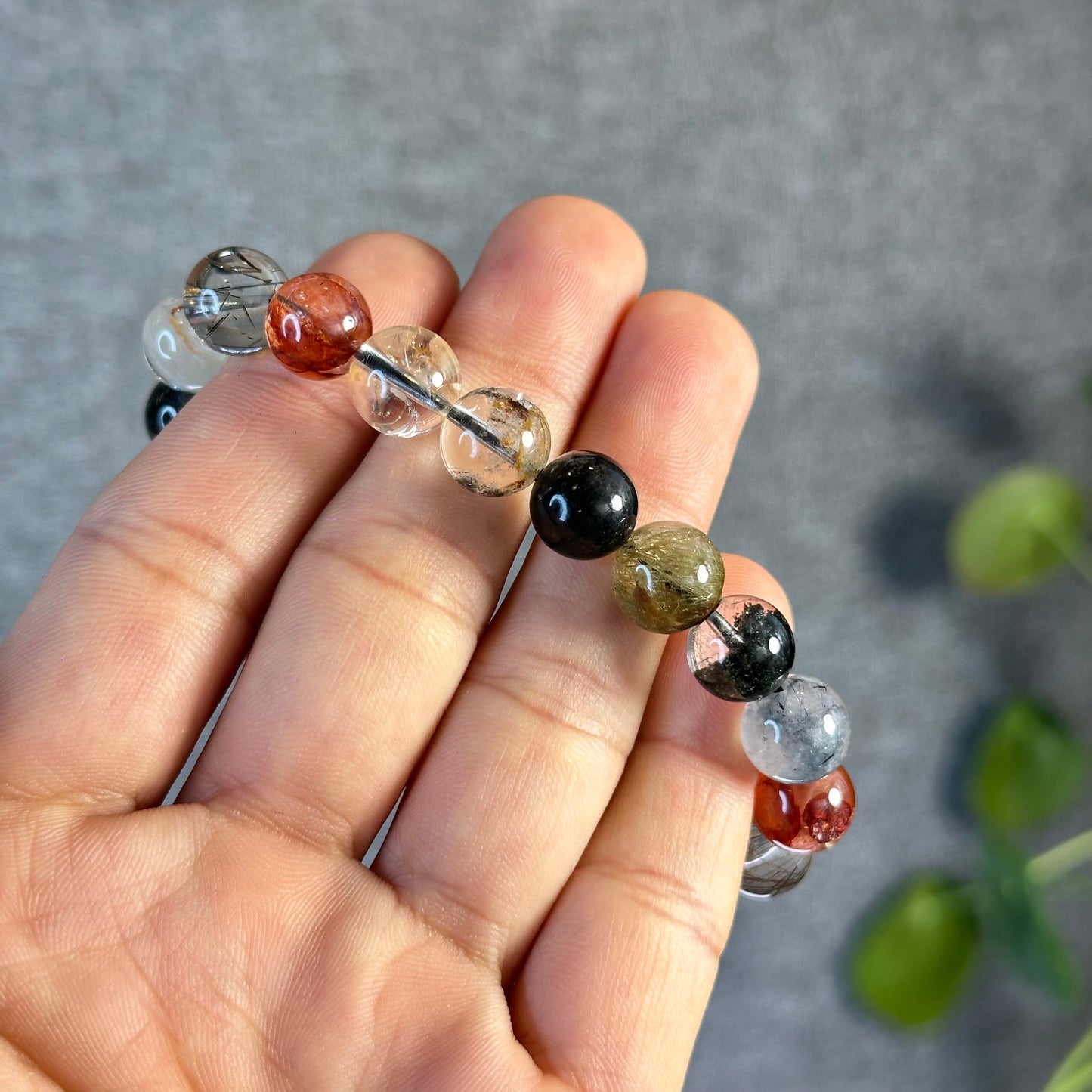 Tri Colour Natural Rutilated Quartz Bracelet Size 10.3 mm