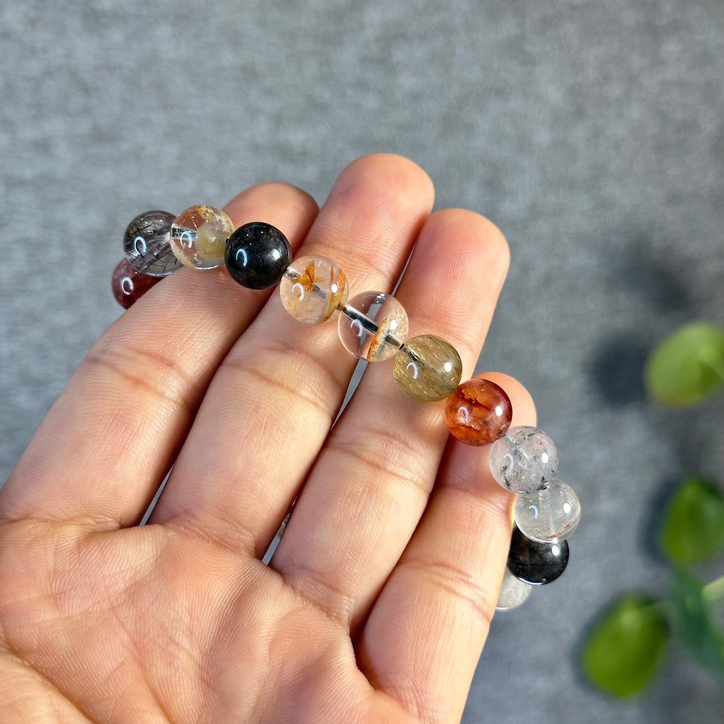 Tri Colour Natural Rutilated Quartz Bracelet Size 10.3 mm