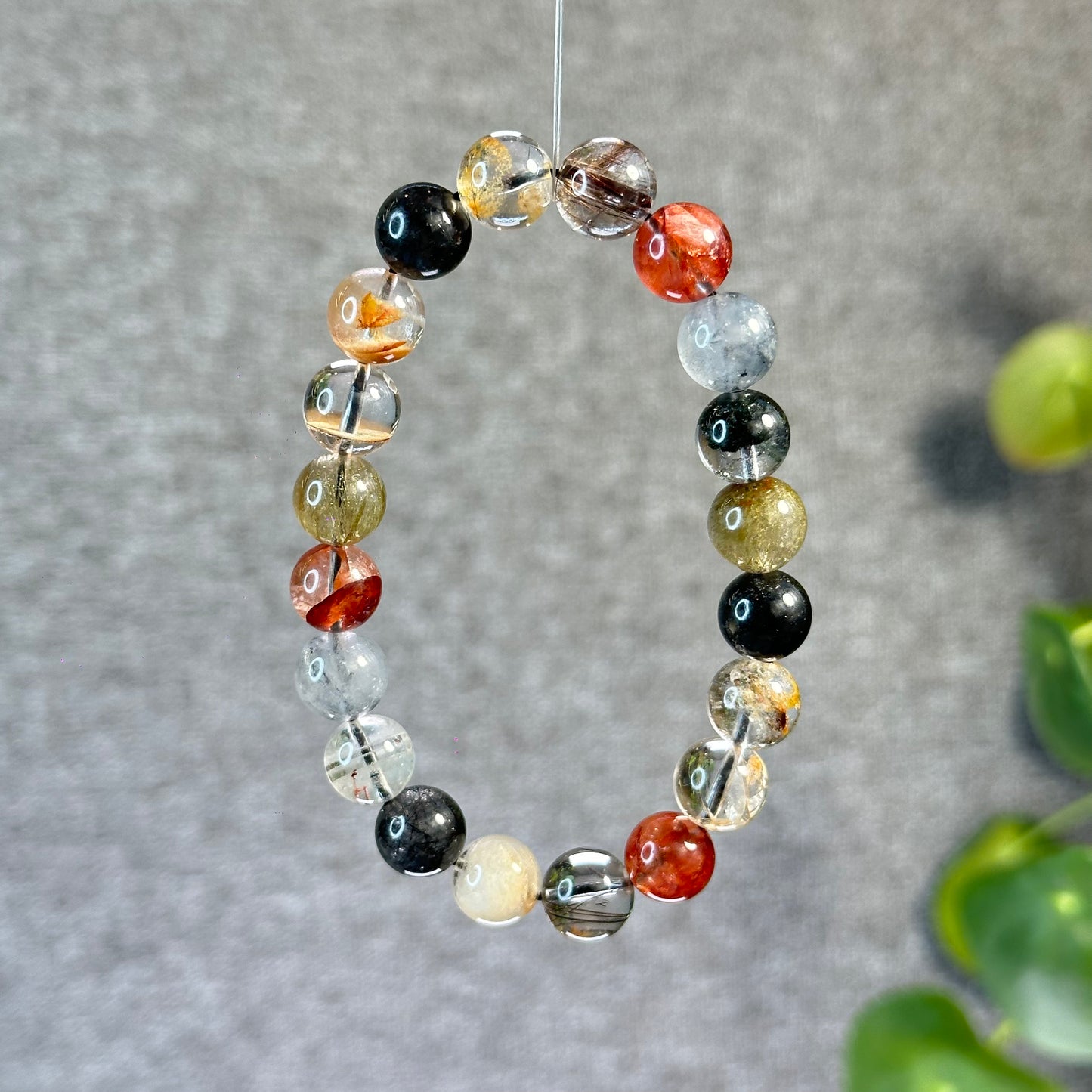 Tri Colour Natural Rutilated Quartz Bracelet Size 10.3 mm