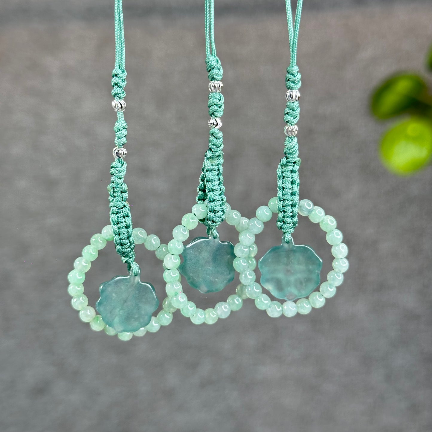 Natural Water Green Four Leaf Clover Jade Hanging Accessory