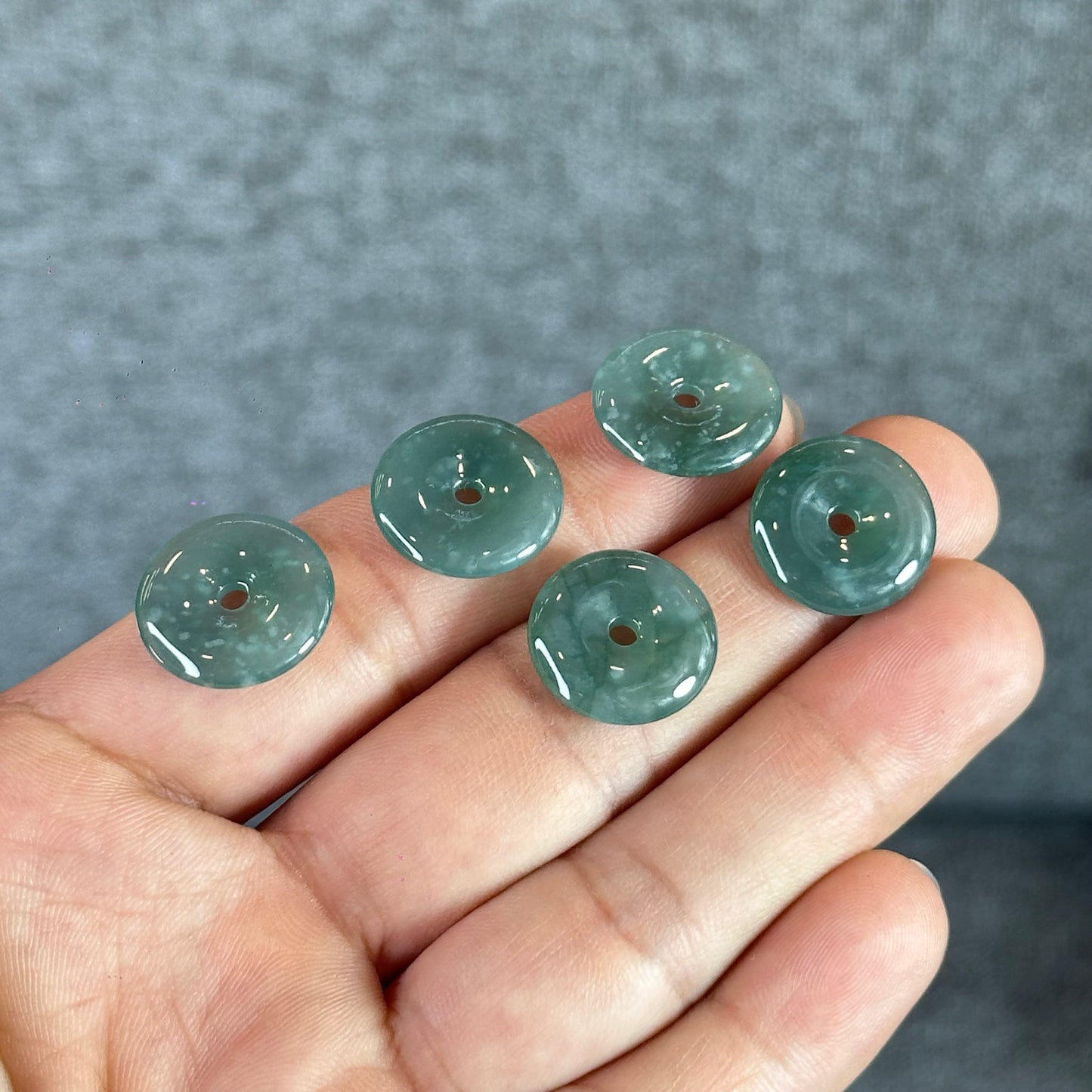 Natural Water Green Semi Translucent Natural Jadeite Jade Hanging Accessory