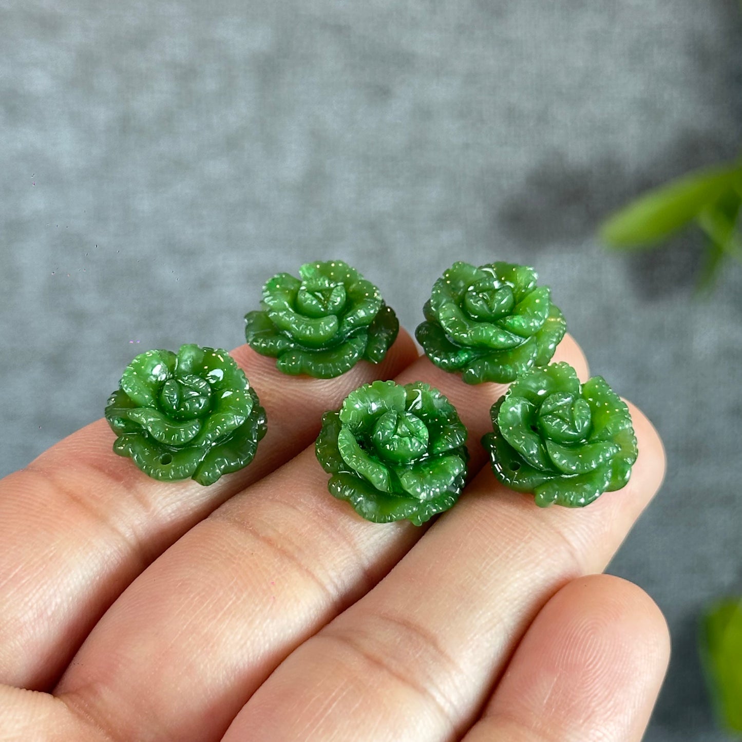 Cabbage Flower Natural Nephrite Jade VIP Charm