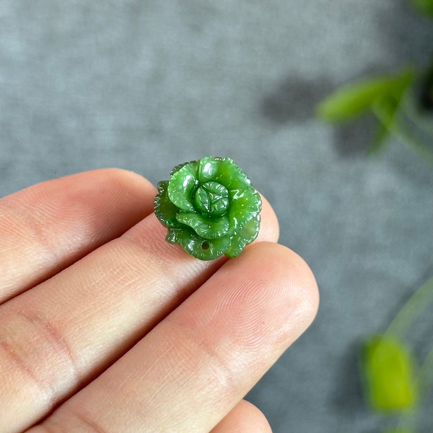 Cabbage Flower Natural Nephrite Jade VIP Charm
