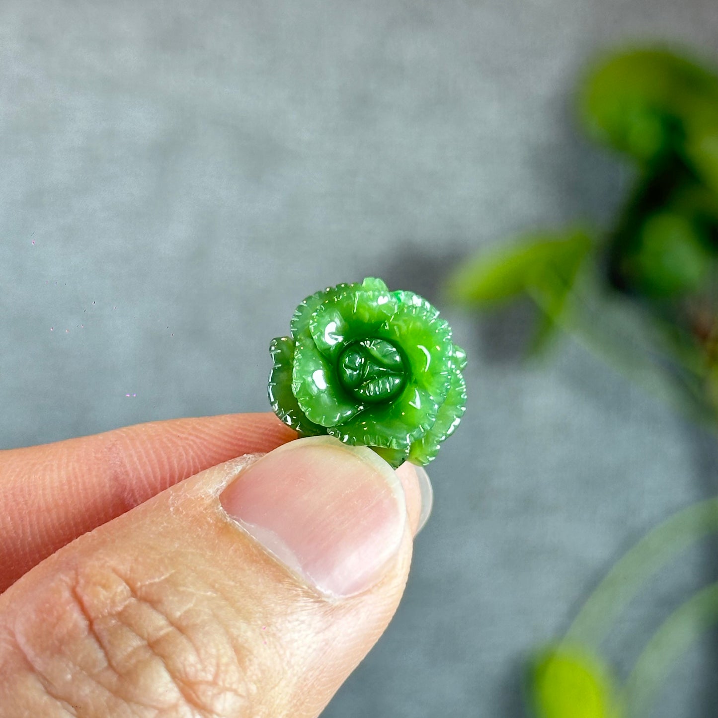 Cabbage Flower Natural Nephrite Jade VIP Charm