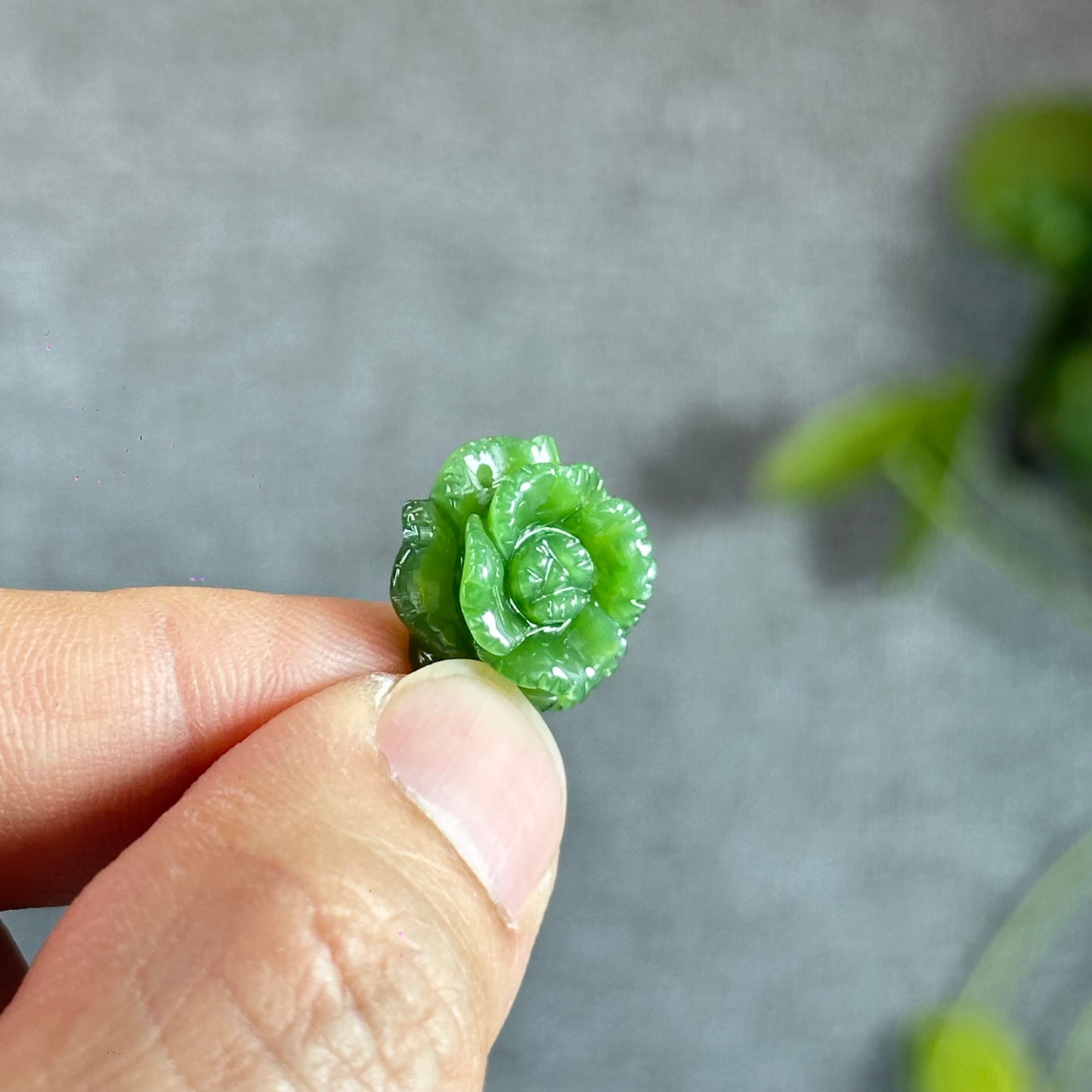 Cabbage Flower Natural Nephrite Jade VIP Charm