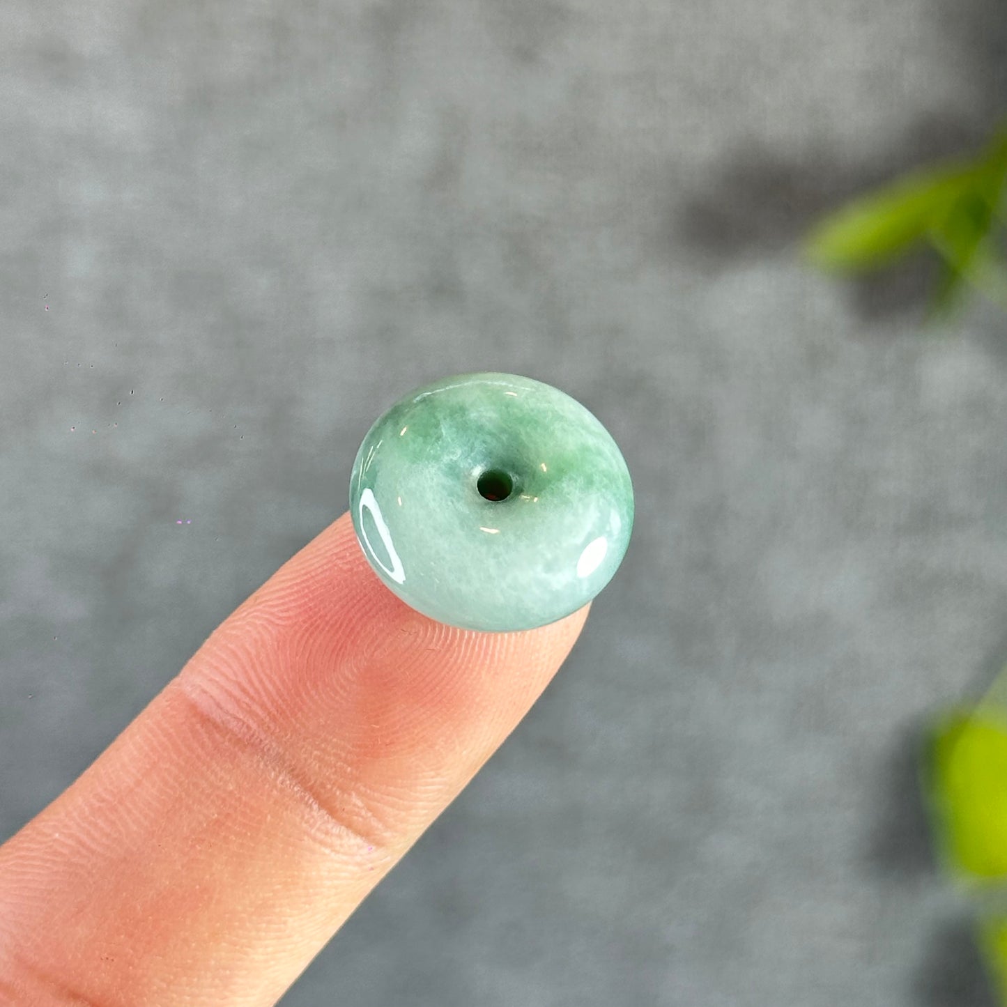 Floral Green Natural Jadeite Jade Mini Donut