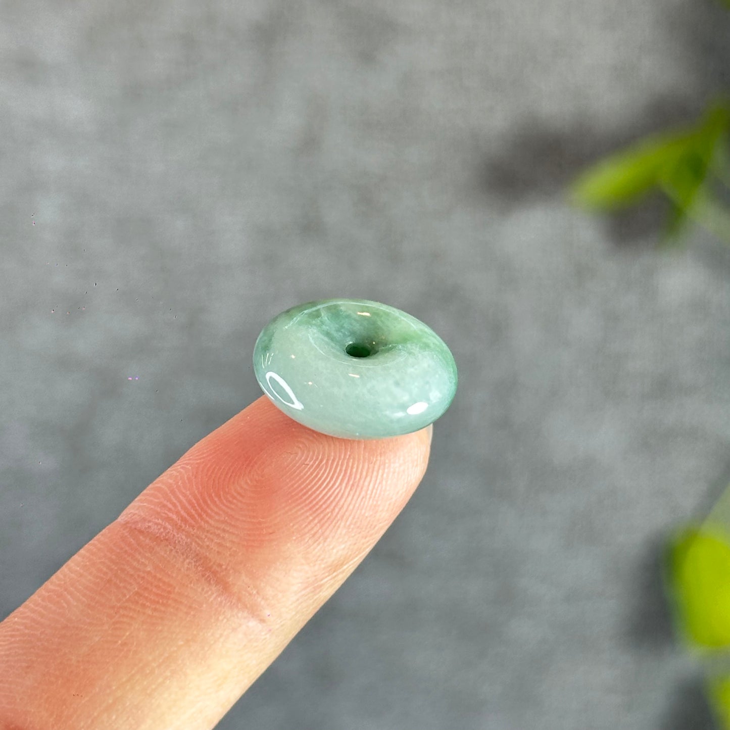 Floral Green Natural Jadeite Jade Mini Donut
