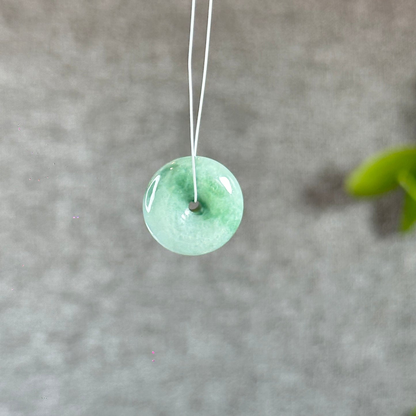 Floral Green Natural Jadeite Jade Mini Donut