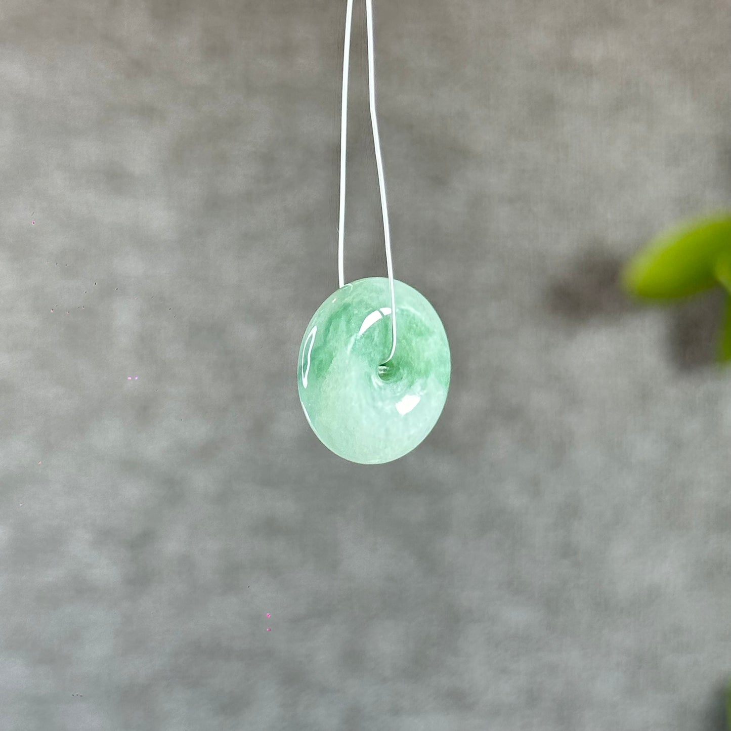 Floral Green Natural Jadeite Jade Mini Donut