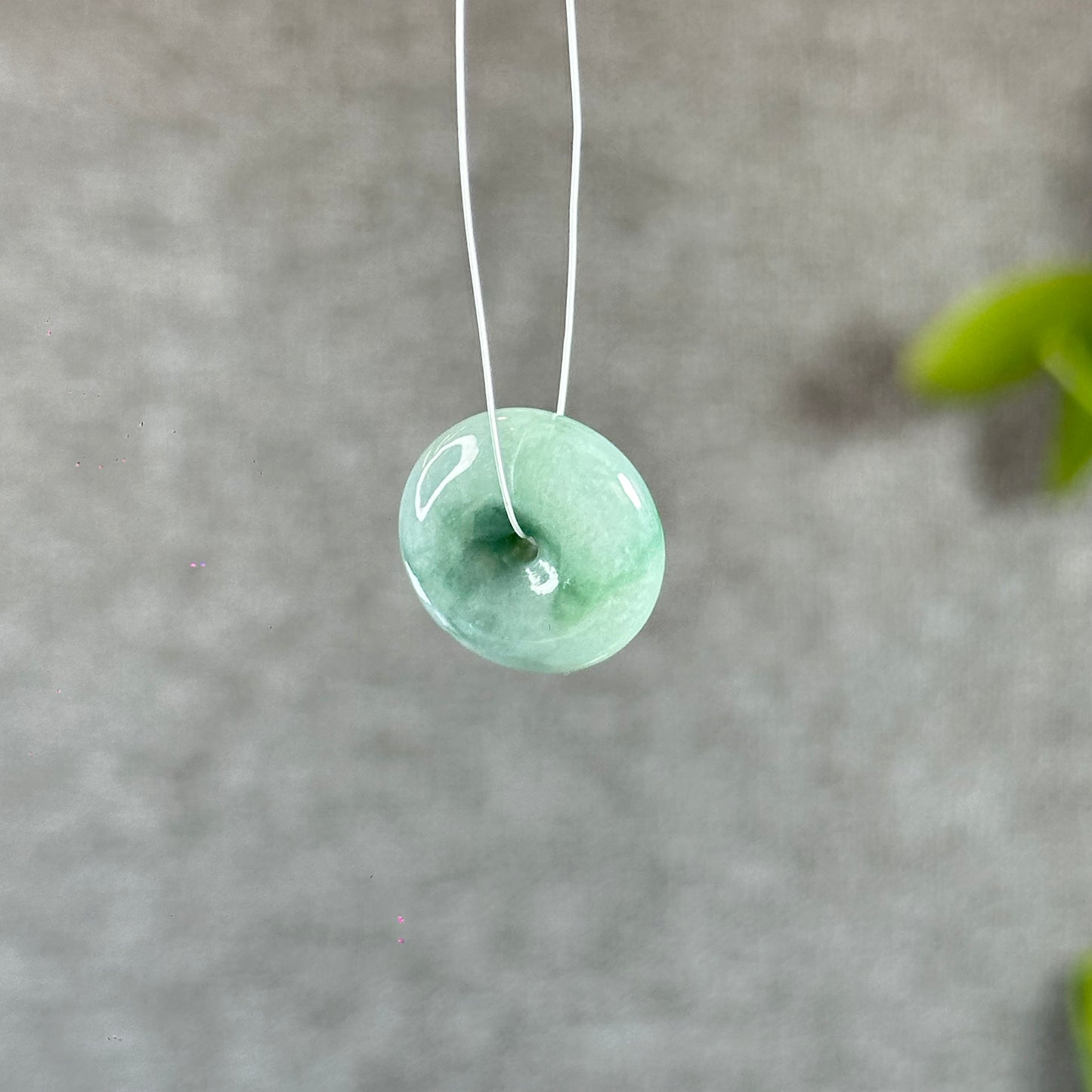Floral Green Natural Jadeite Jade Mini Donut