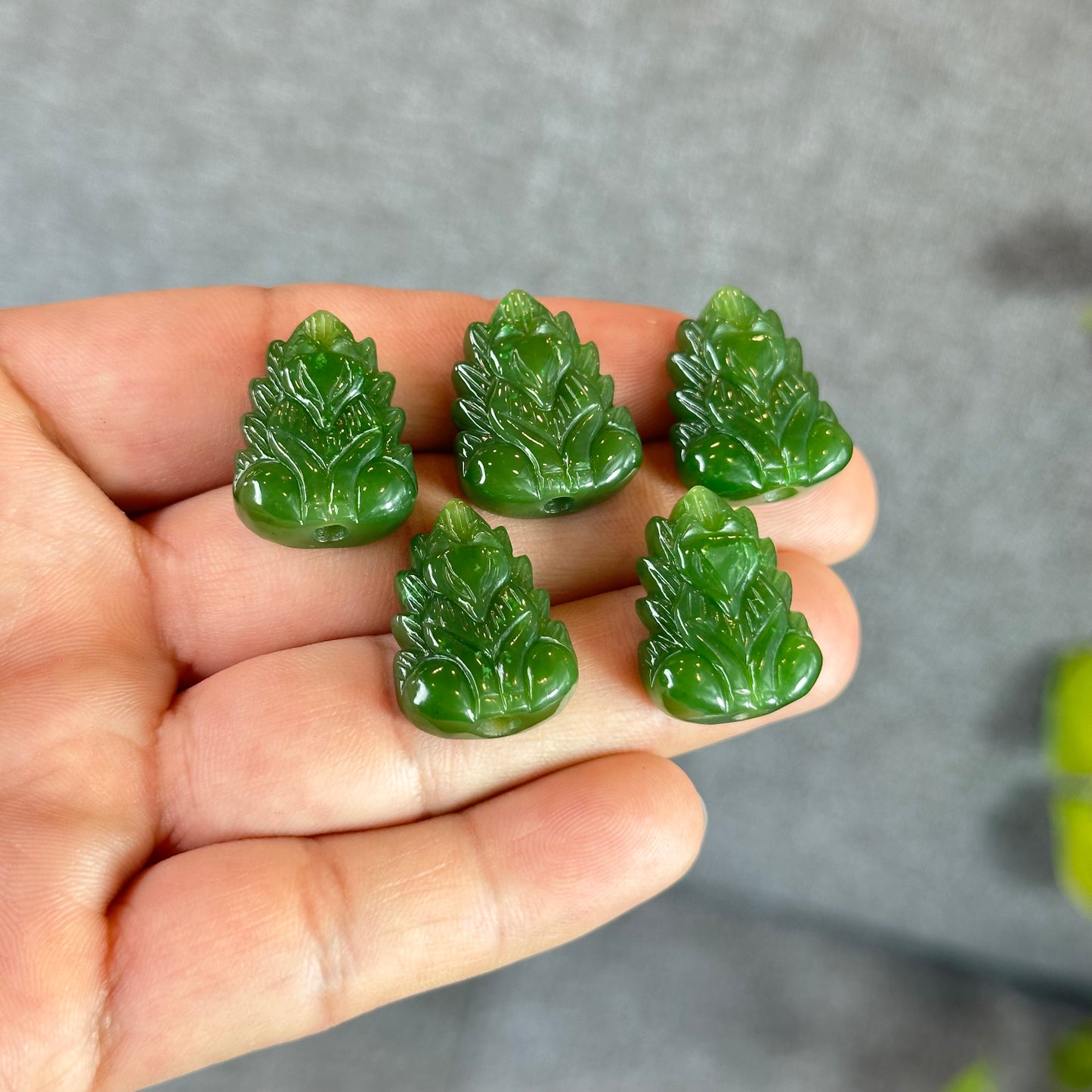 Nine Tails Natural Nephrite Jade VIP Charm