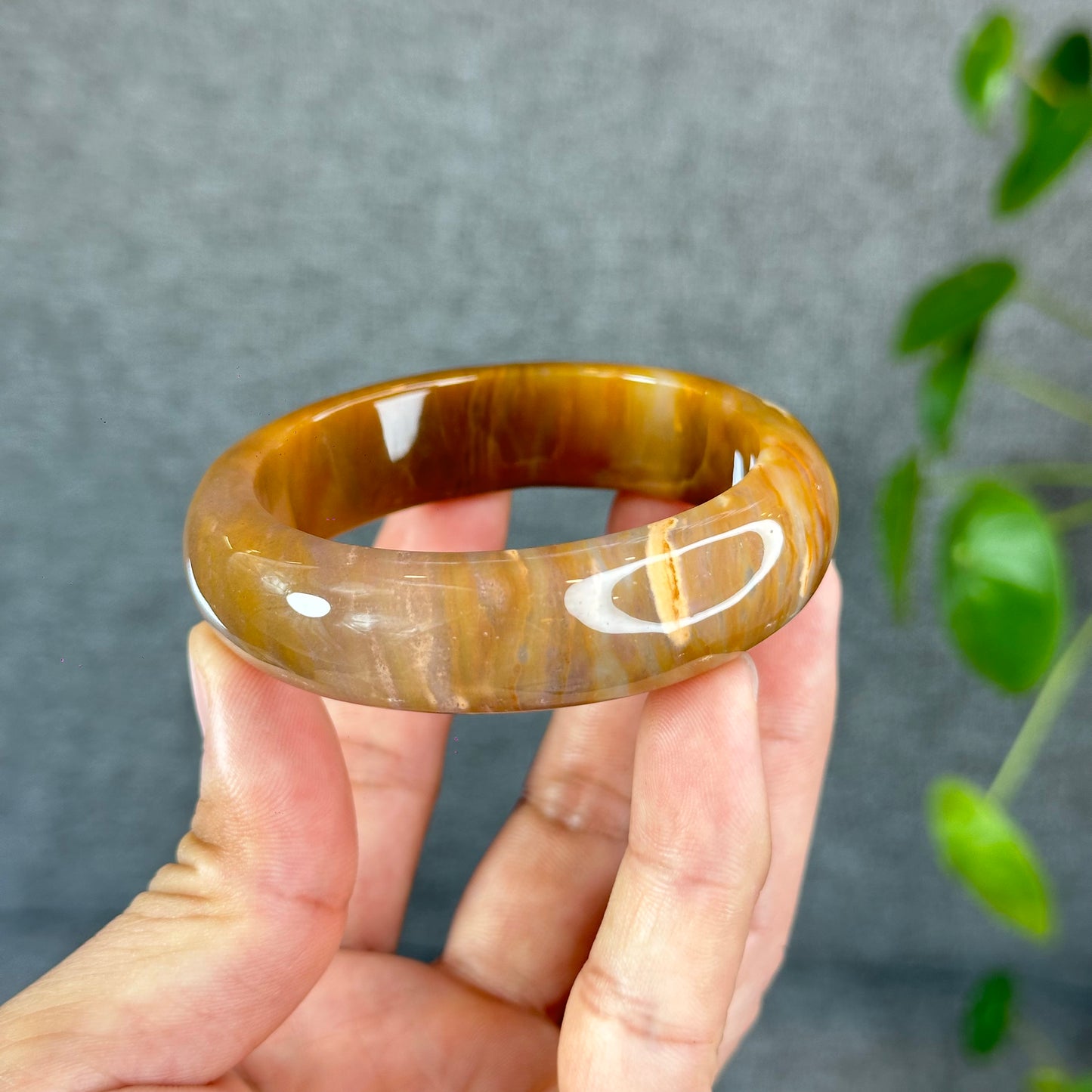 Colourful Natural Chalcedony Bangle Leaf Style Size 54.8 mm