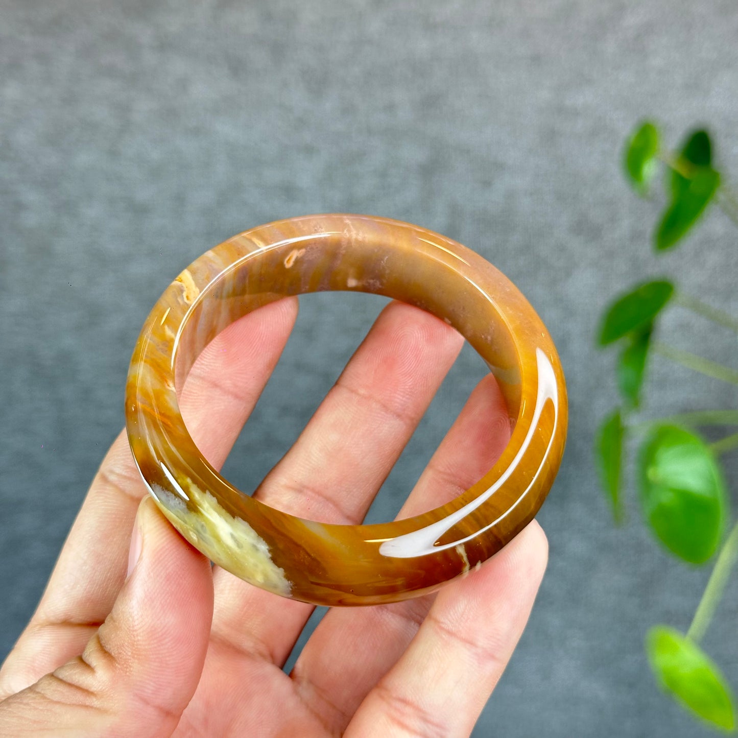 Colourful Natural Chalcedony Bangle Leaf Style Size 54.8 mm
