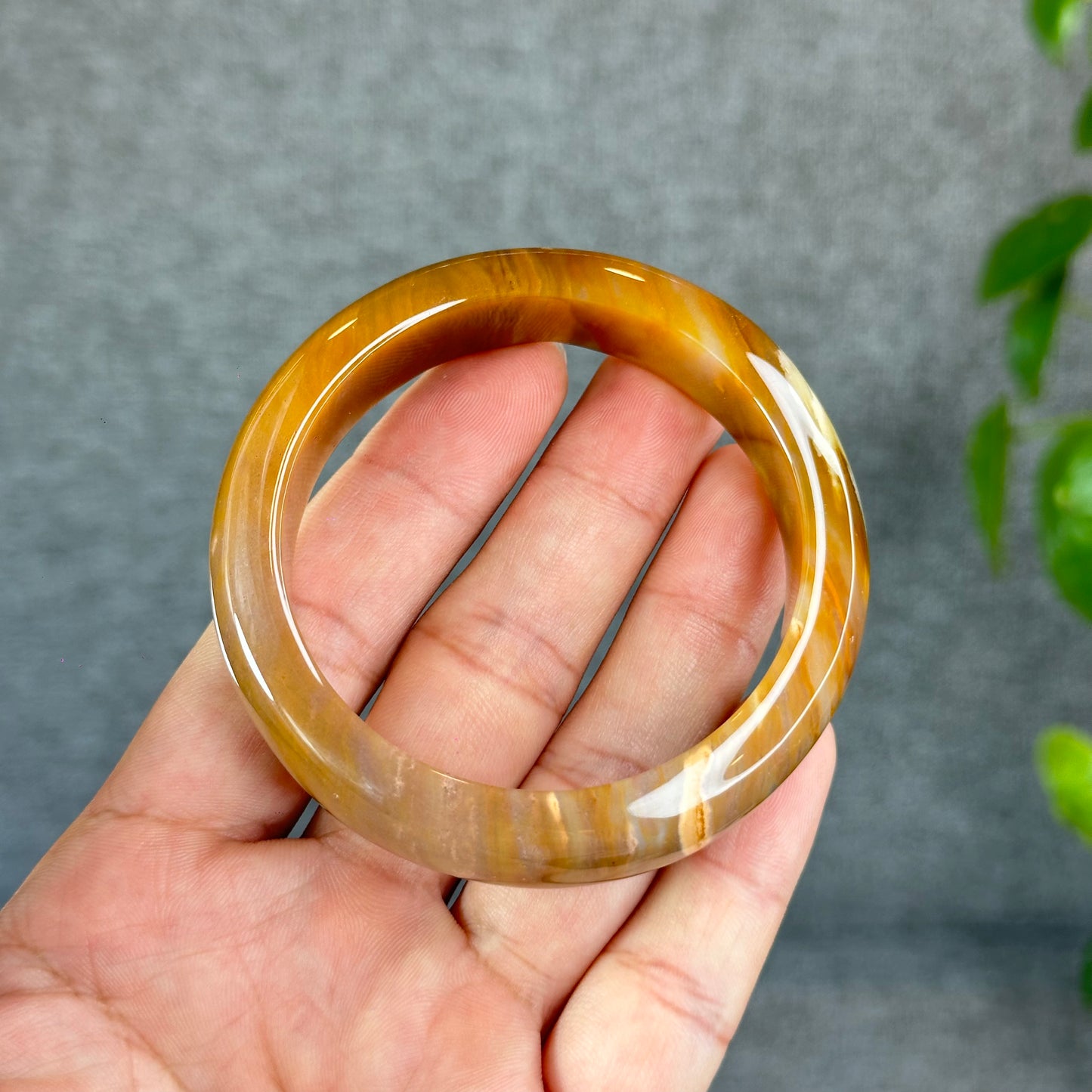 Colourful Natural Chalcedony Bangle Leaf Style Size 54.8 mm