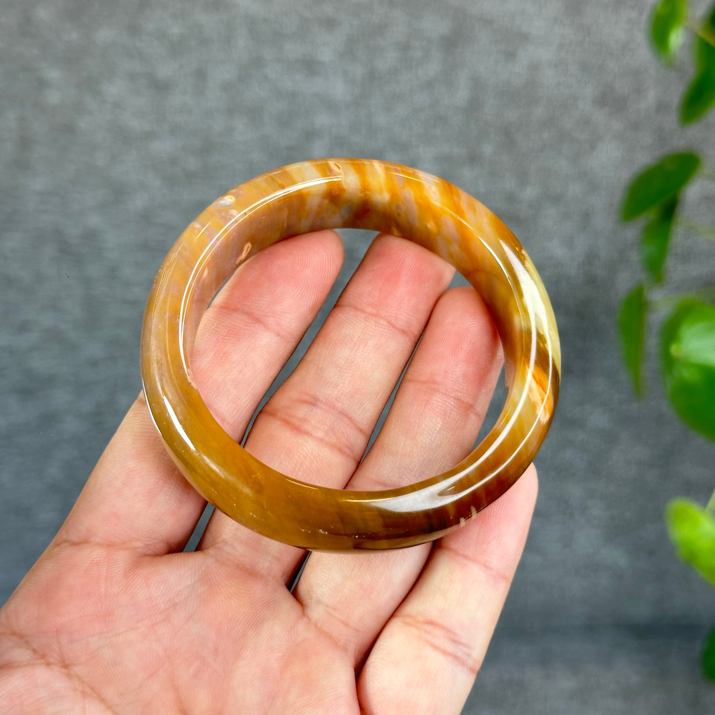 Colourful Natural Chalcedony Bangle Leaf Style Size 54.8 mm