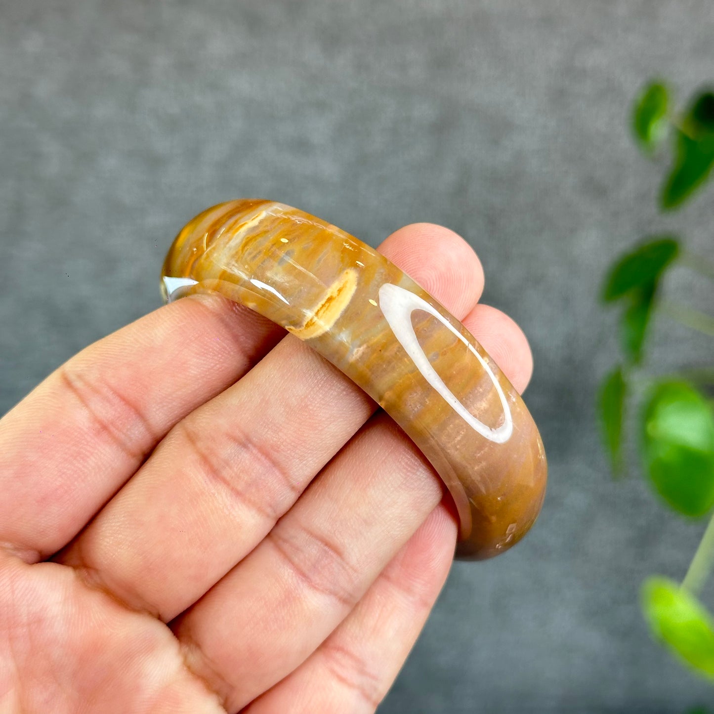 Colourful Natural Chalcedony Bangle Leaf Style Size 54.8 mm