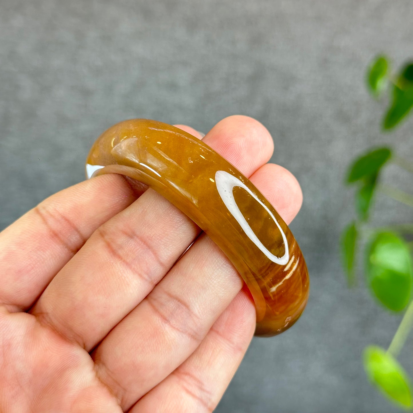 Colourful Natural Chalcedony Bangle Leaf Style Size 54.8 mm