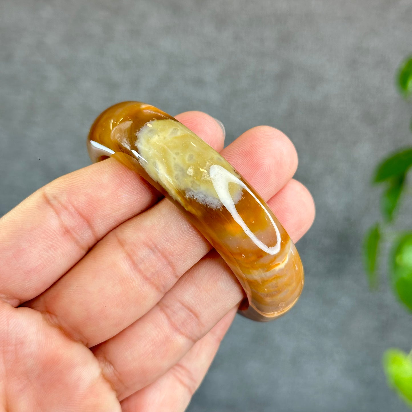 Colourful Natural Chalcedony Bangle Leaf Style Size 54.8 mm