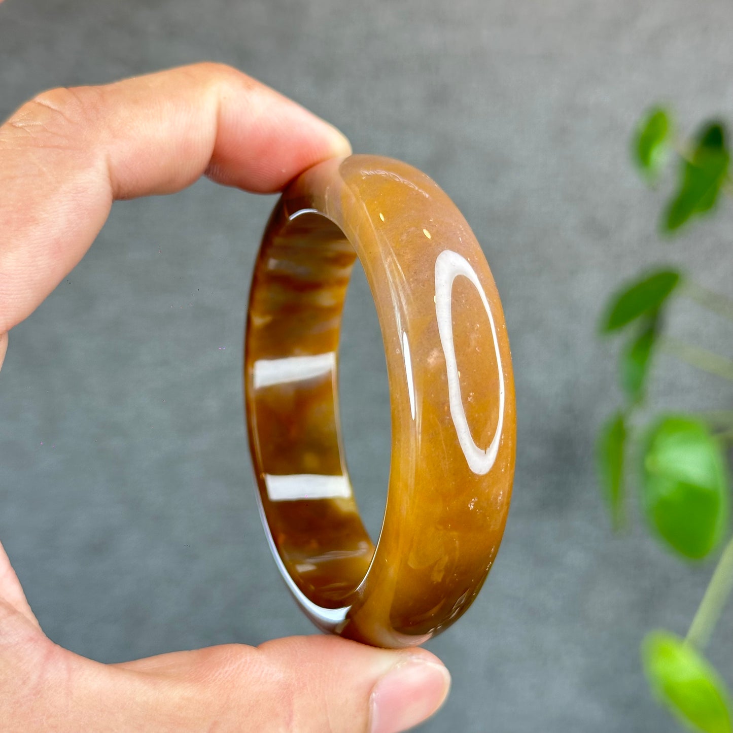 Colourful Natural Chalcedony Bangle Leaf Style Size 54.8 mm