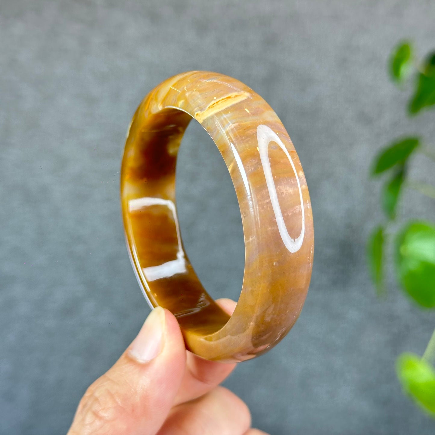 Colourful Natural Chalcedony Bangle Leaf Style Size 54.8 mm