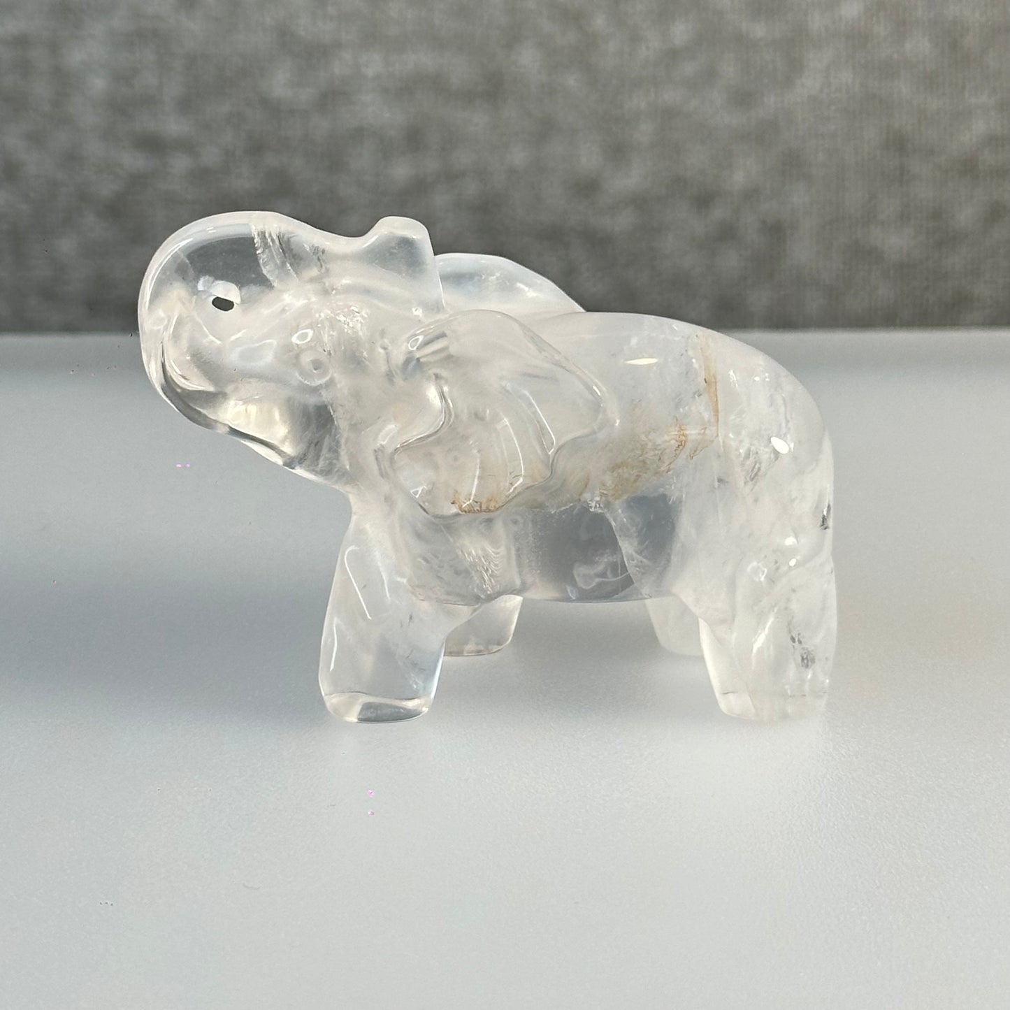 Natural Clear Quartz Elephant Figurine