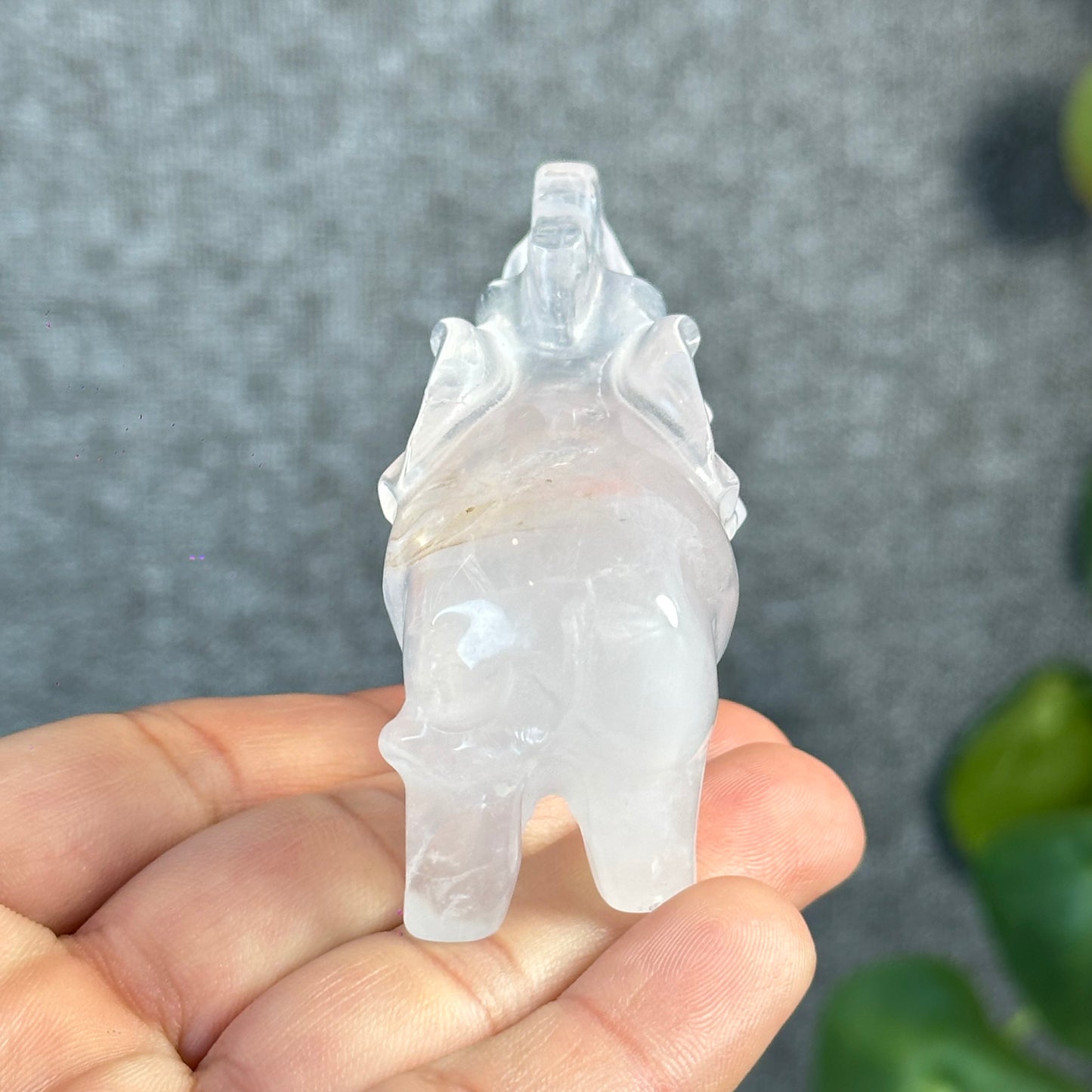 Natural Clear Quartz Elephant Figurine