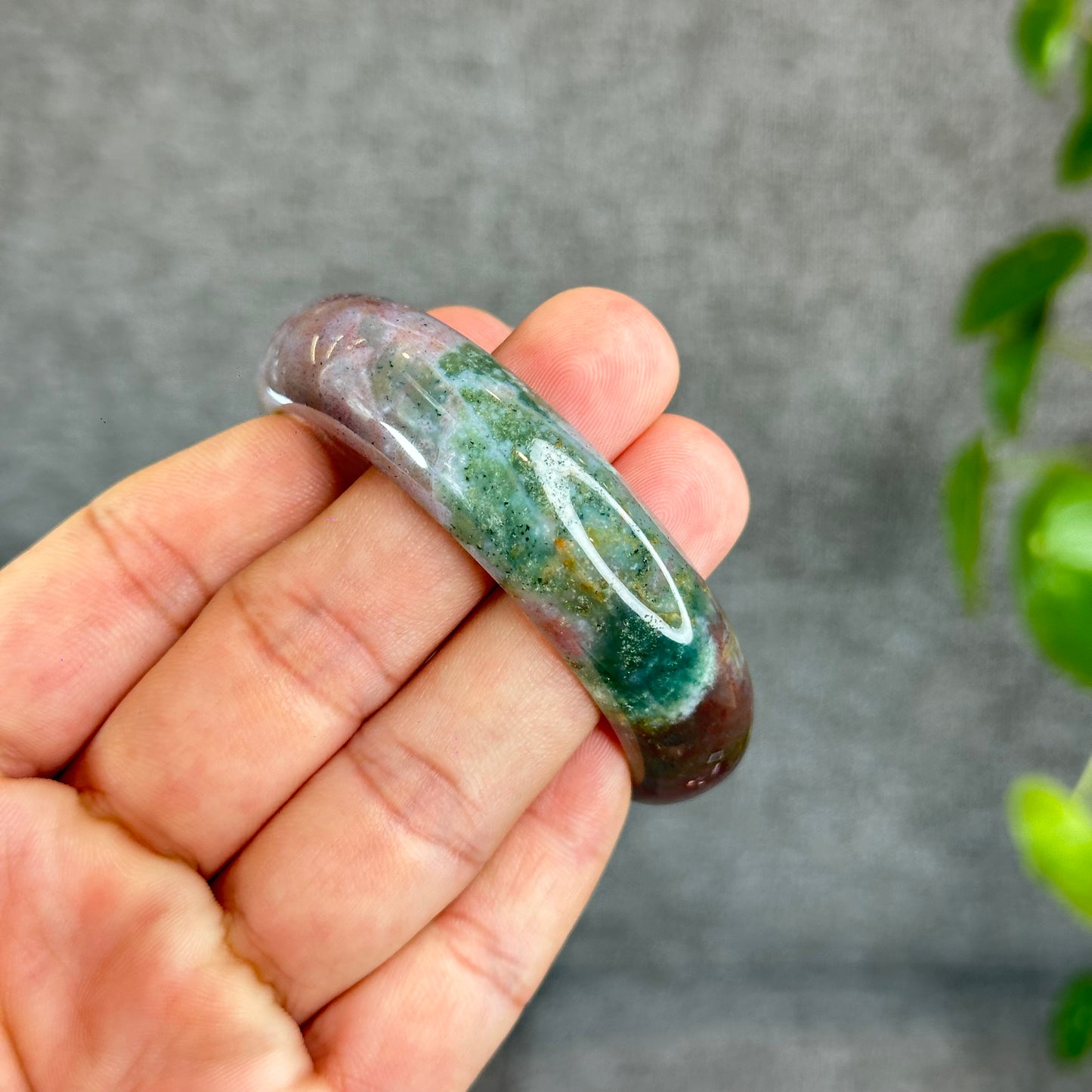 Colourful Natural Chalcedony Bangle Leaf Style Size 52 mm